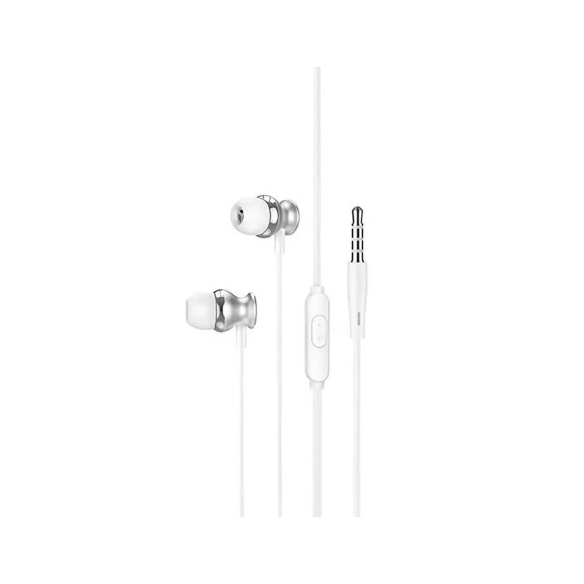 Green Lion Metal Wired Earphones with Crystal Clear Sound, Hi-Fi Audio, Chic Design, Premium Quality, 3.5mm Audio Jack, 10mm Speaker Size, High Elastic TPE Cable Material - White