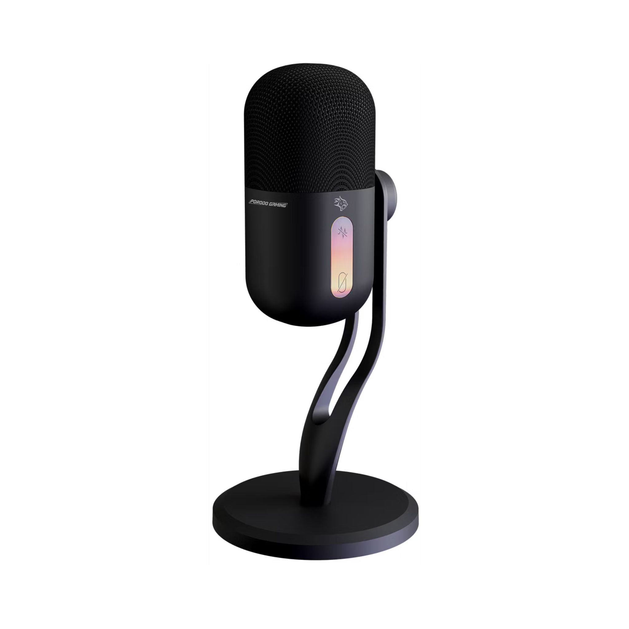 Porodo Gaming Elyx RGB Condenser Microphone with Noise Suppress Button, Adjustable Angle, Crystal Clear Recording, Mute Button, High Sampling Rate, High-Quality Sound, Plug & Play - Black