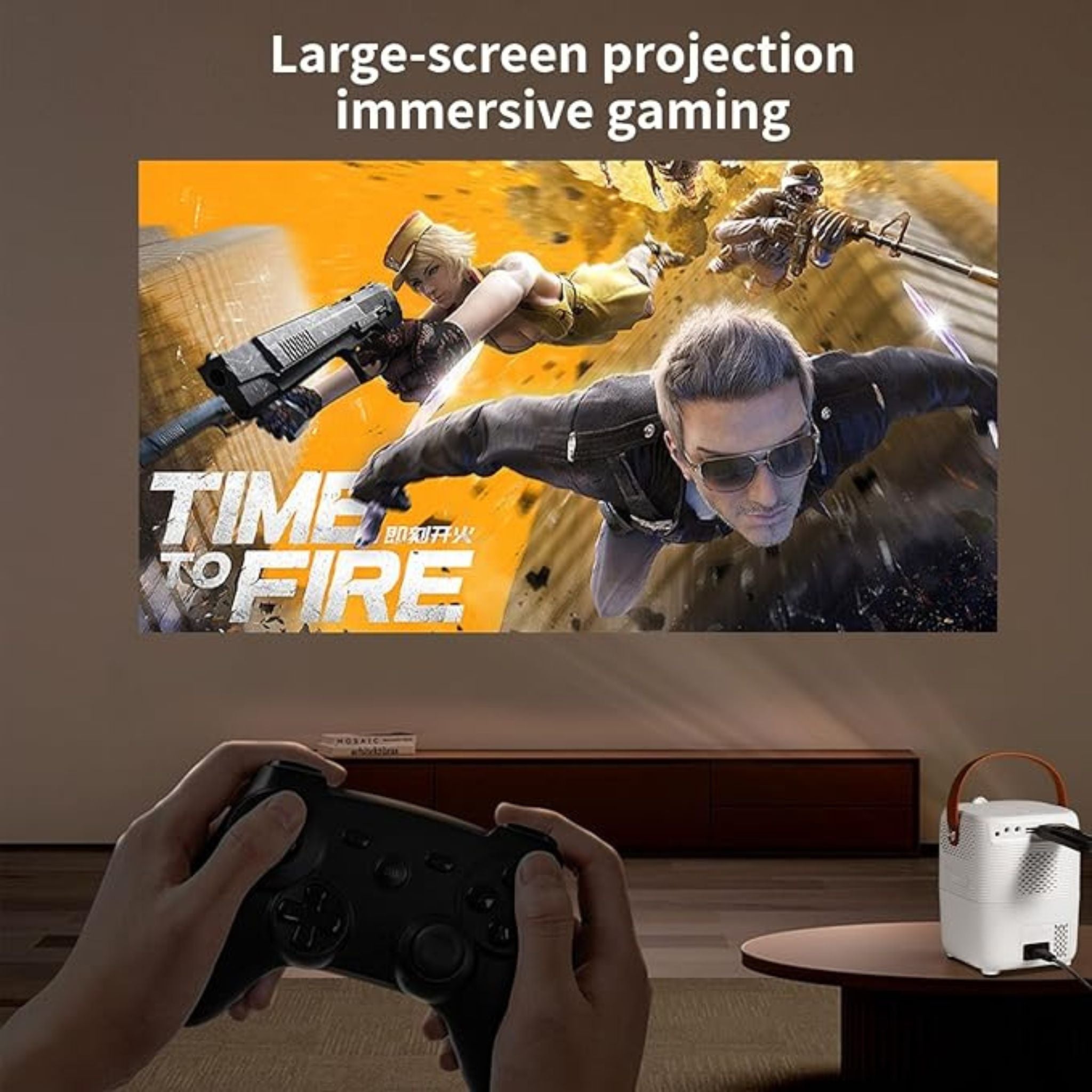 Umiio Q1 Portable Video Projector 2.4/5G WiFi Bluetooth Quadrangle Trapezoid 0.8-5M Projection Distance 1920 * 1080 Resolution Android Projector For Movie Music TV Game Casting with Tripod _White