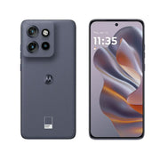 Motorola smartphone showing back and front views on a white background