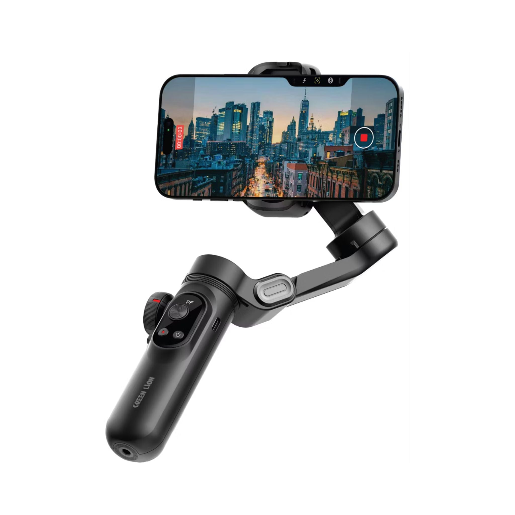 Green Lion New York Gimbal Smart Face Tracking with 6 Shooting Modes, Focus & Zoom Control, 310° Pan Rotation, 250g Load Capacity, Built-in Fill Light - Black