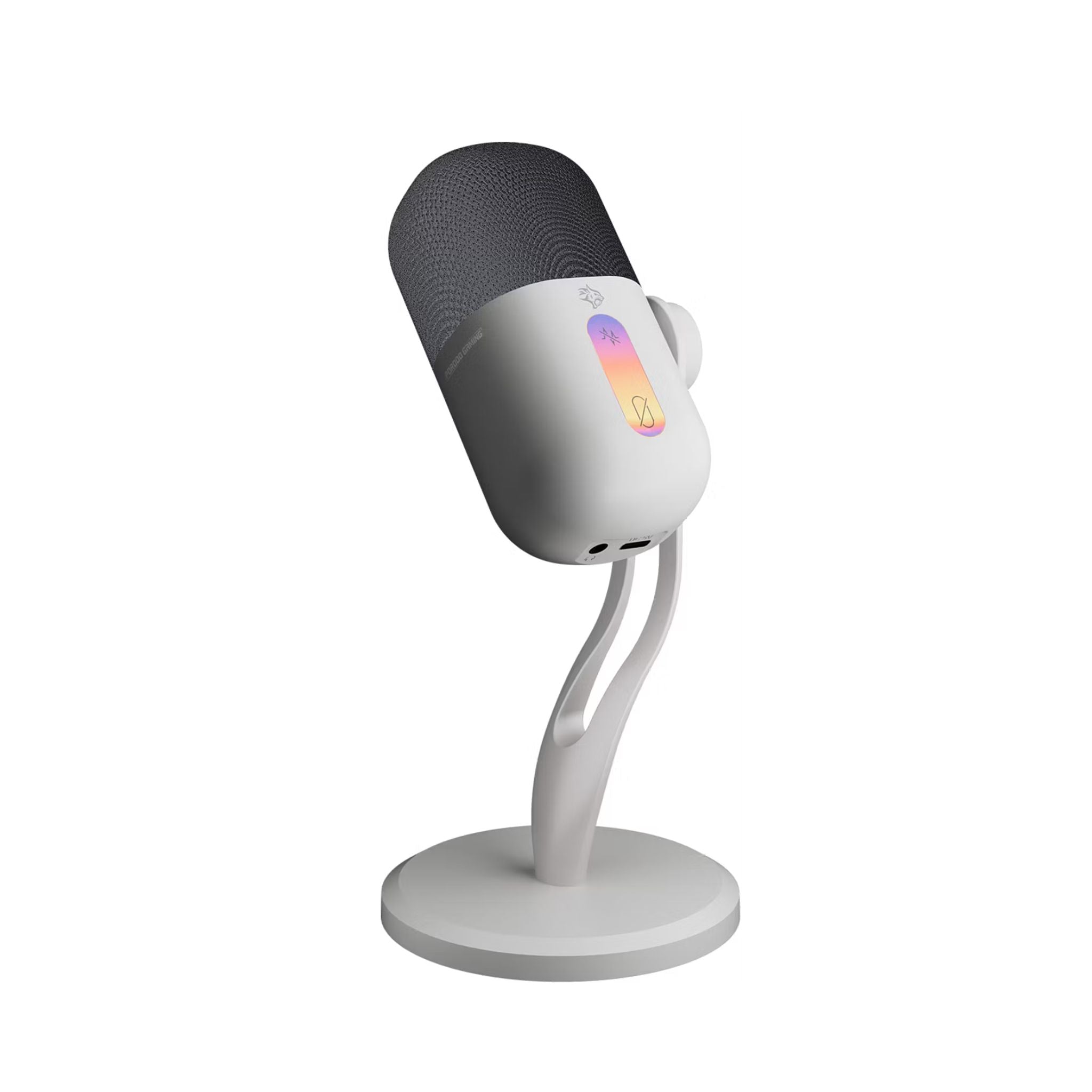 Porodo Gaming Elyx RGB Condenser Microphone with Noise Suppress Button, Adjustable Angle, Crystal Clear Recording, Mute Button, High Sampling Rate, High-Quality Sound, Plug & Play - White