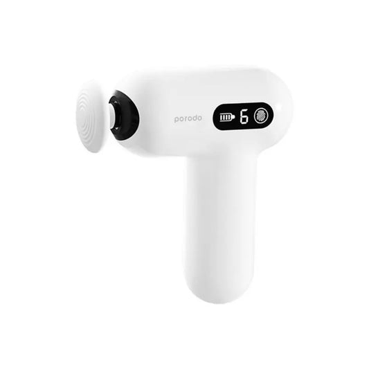 Porodo Lifestyle Active Precision Massager, Portable & Lightweight, Digital Touch Display, 6 Adjustable Speed, Low Noise Design, 4 Hours Working Time, 6mm Massage Stroke - White