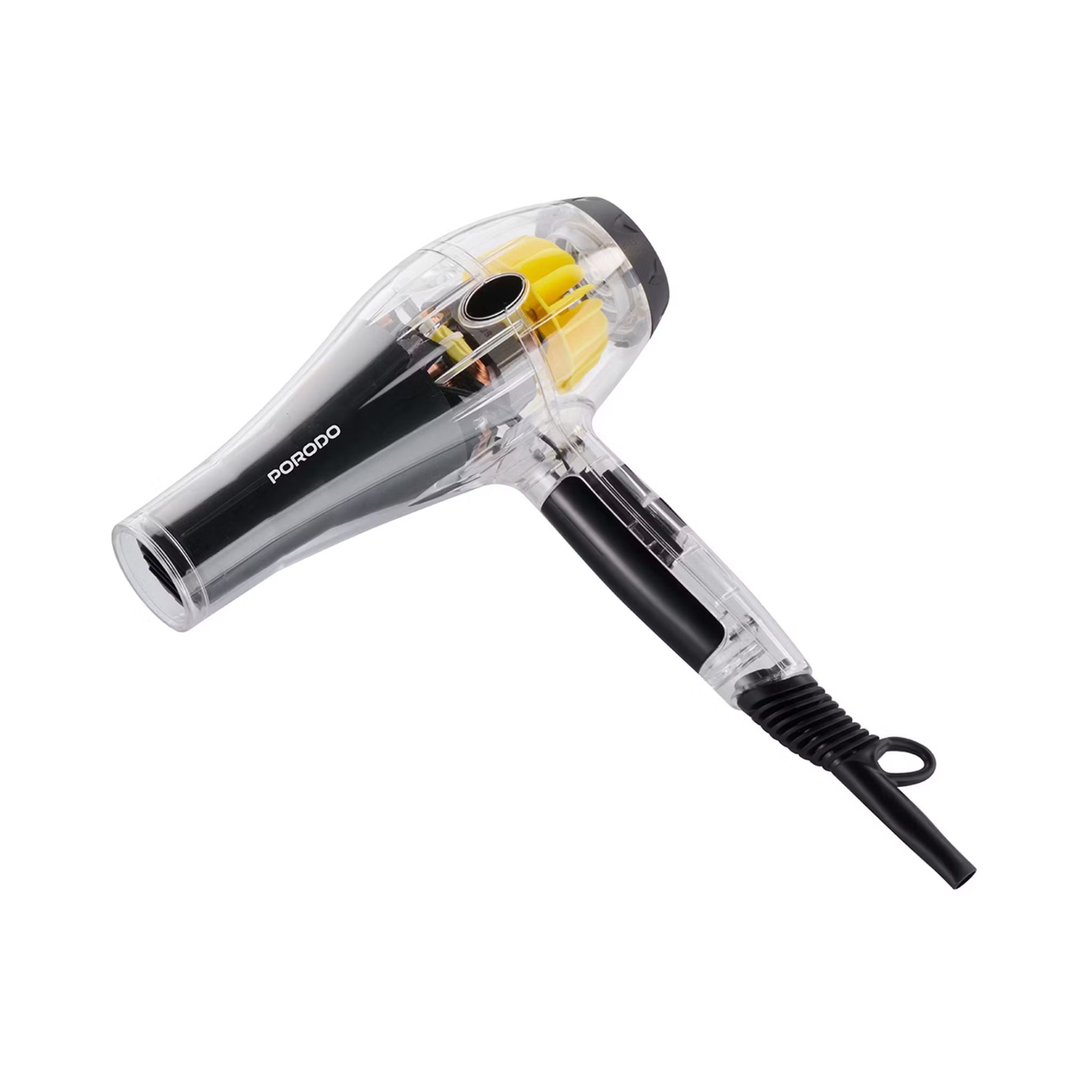 Porodo Lifestyle Crystal Shell Hair Dryer with 3 Airflow Modes, 2000W Rated Power, Removable Filter, Overheating Protection, 2 Speed Levels - Black