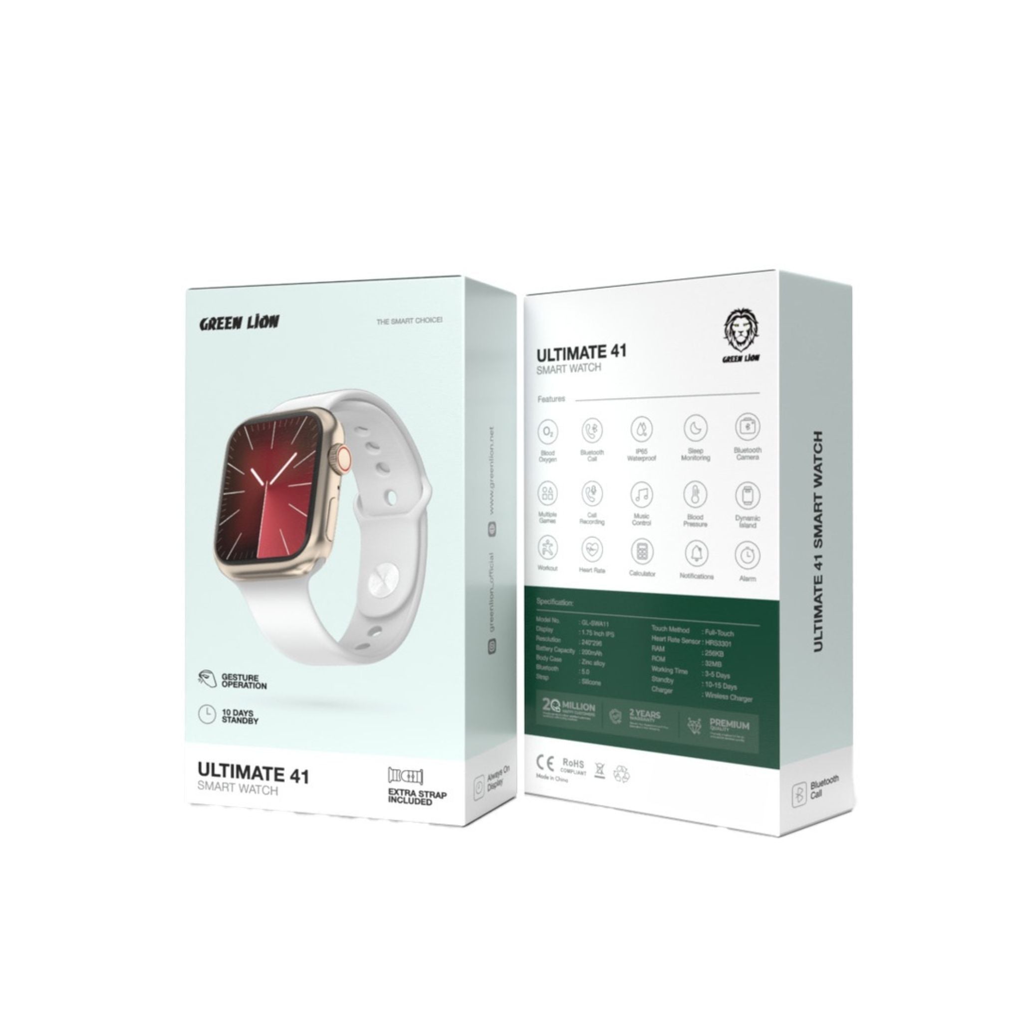 Green Lion Ultimate 41 Smart Watch, BT IP65 Waterproof,