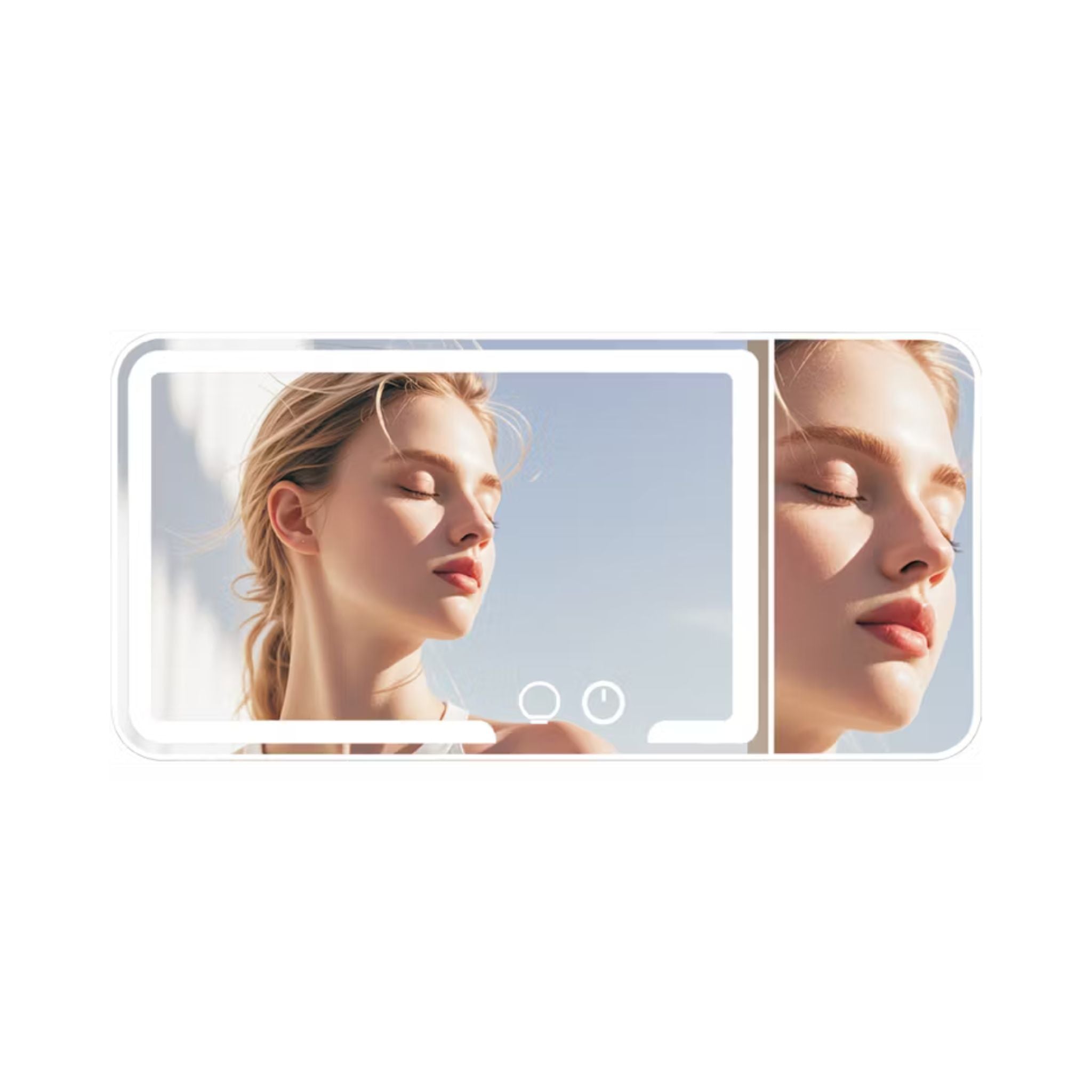 Porodo Lifestyle Shinevibe LED Car Makeup Mirror with Adjustable Brightness, Cool/Natural/Warm Light Modes, Durable ABS, Elastic Band, Touch Control, Type-C Charging, 600mAh Battery (2–3h Charge, 5h Use), Easy Installation – Cream