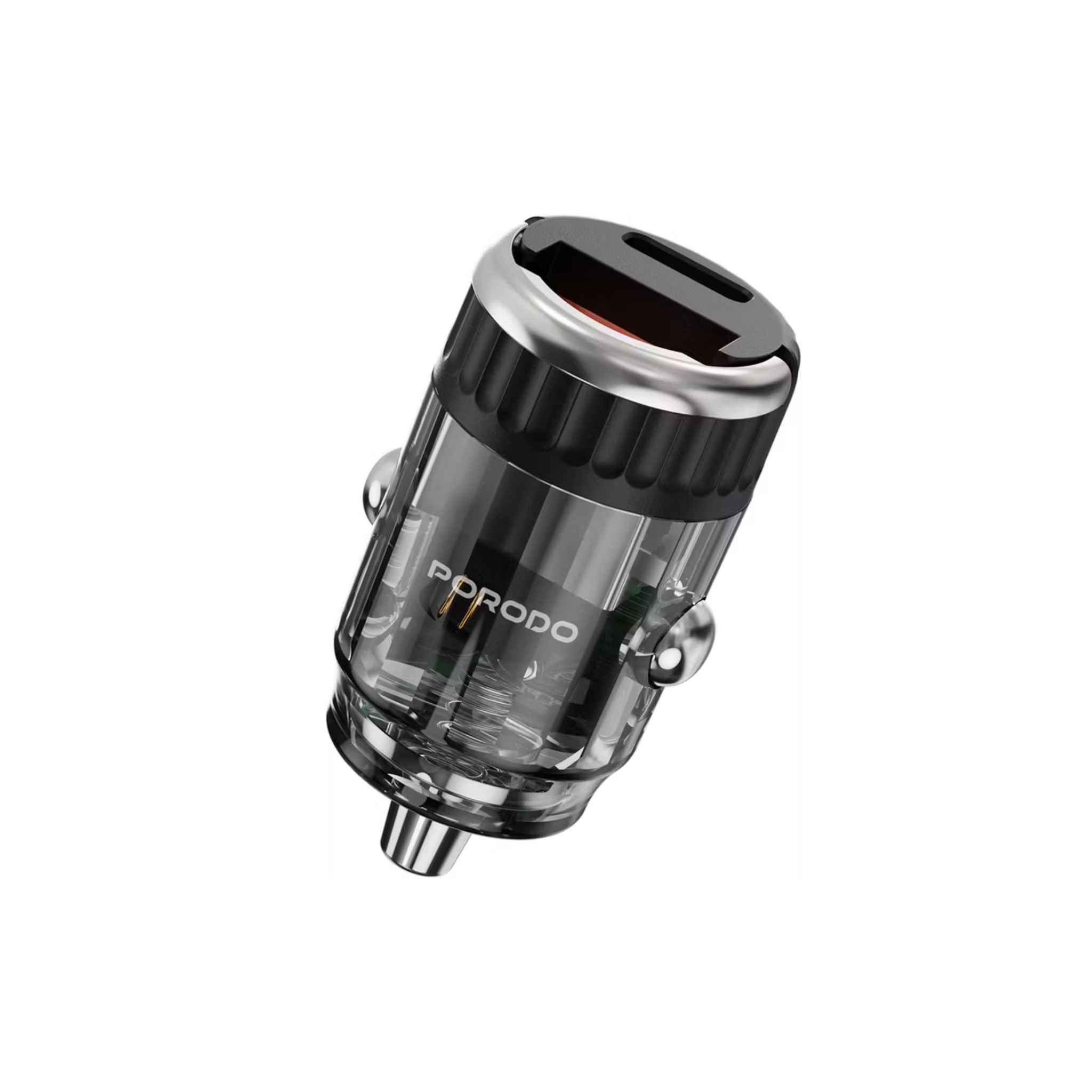 Car charger with 'Porodo' branding on a white background