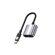 A Green Lion brand 2-in-1 splitter adapter with a Type-C to Dual Type-C configuration. The adapter is metallic with black and silver colors, showing the Type-C connector on one end and a dual port on the other.