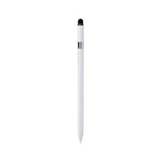 A white stylus pen with a replaceable nib and a flocking head, designed for use with touchscreen devices.