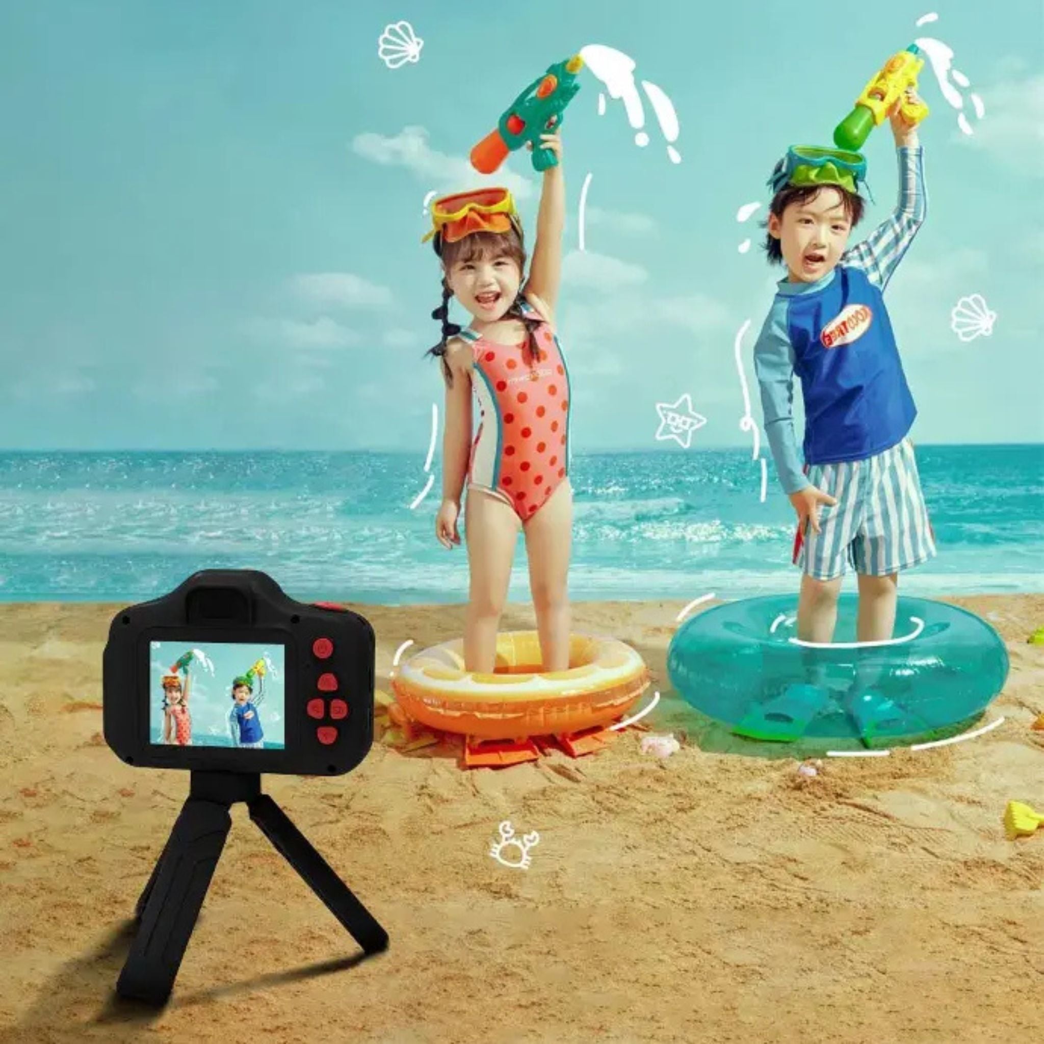 porodo Lifestyle Kids Focus Camera with Tripod Stand, 320 x240 Screen Resolution, Up to 5 Hours Battery Life - Black