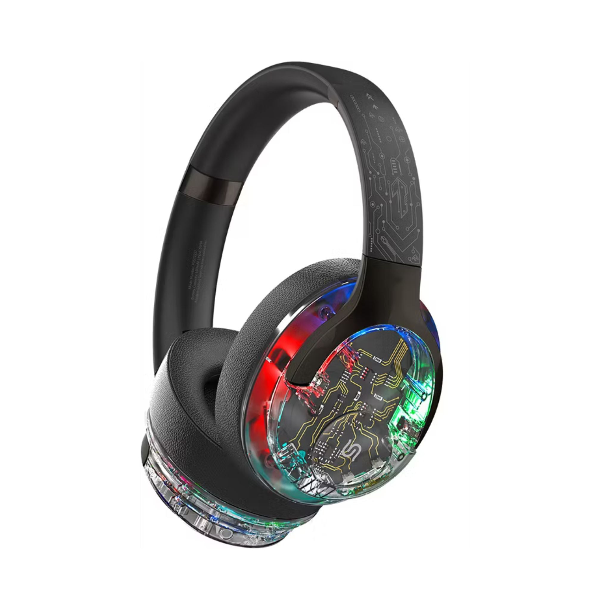 Porodo Soho Active Noise-Cancellation Headphones with RGB Dynamic Lights, 600mAh Battery, Up to 40H Playtime, Wired & Wireless Modes, 40mm Speakers, Bluetooth 5.4, Immersive Full Bass Audio, Compact Foldable Design – Black