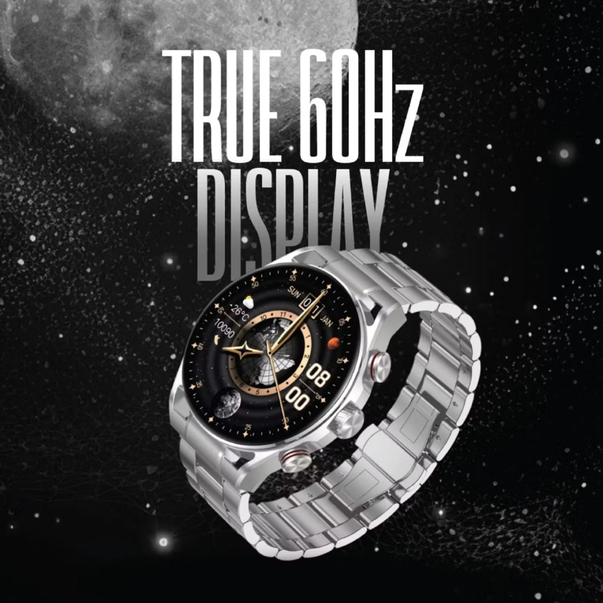 Green Lion Chrono Pro Smart Watch with 1.6" AMOLED Display, 360mAh Battery, Up to 7 Days Working Time, 1000nits Brightness, Activity Tracking, Health Monitoring, Stop Watch & Alarm Clock - Silver