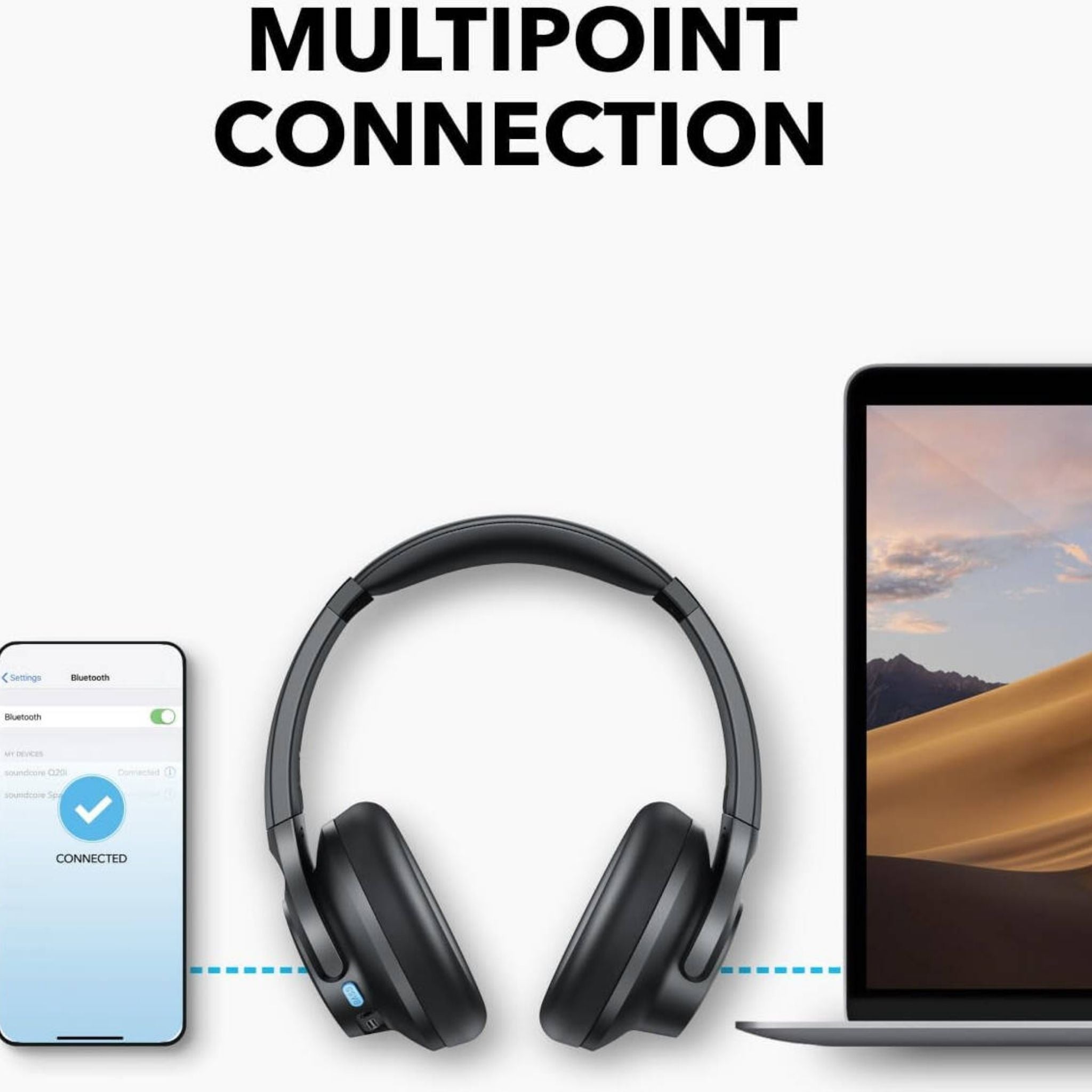 Soundcore Q11i Wireless Over-Ear Bluetooth Headphones by Anker, Deep Bass, 60H Playtime, Hi-Res Audio, Detachable Ear Cushions, Multipoint Connection