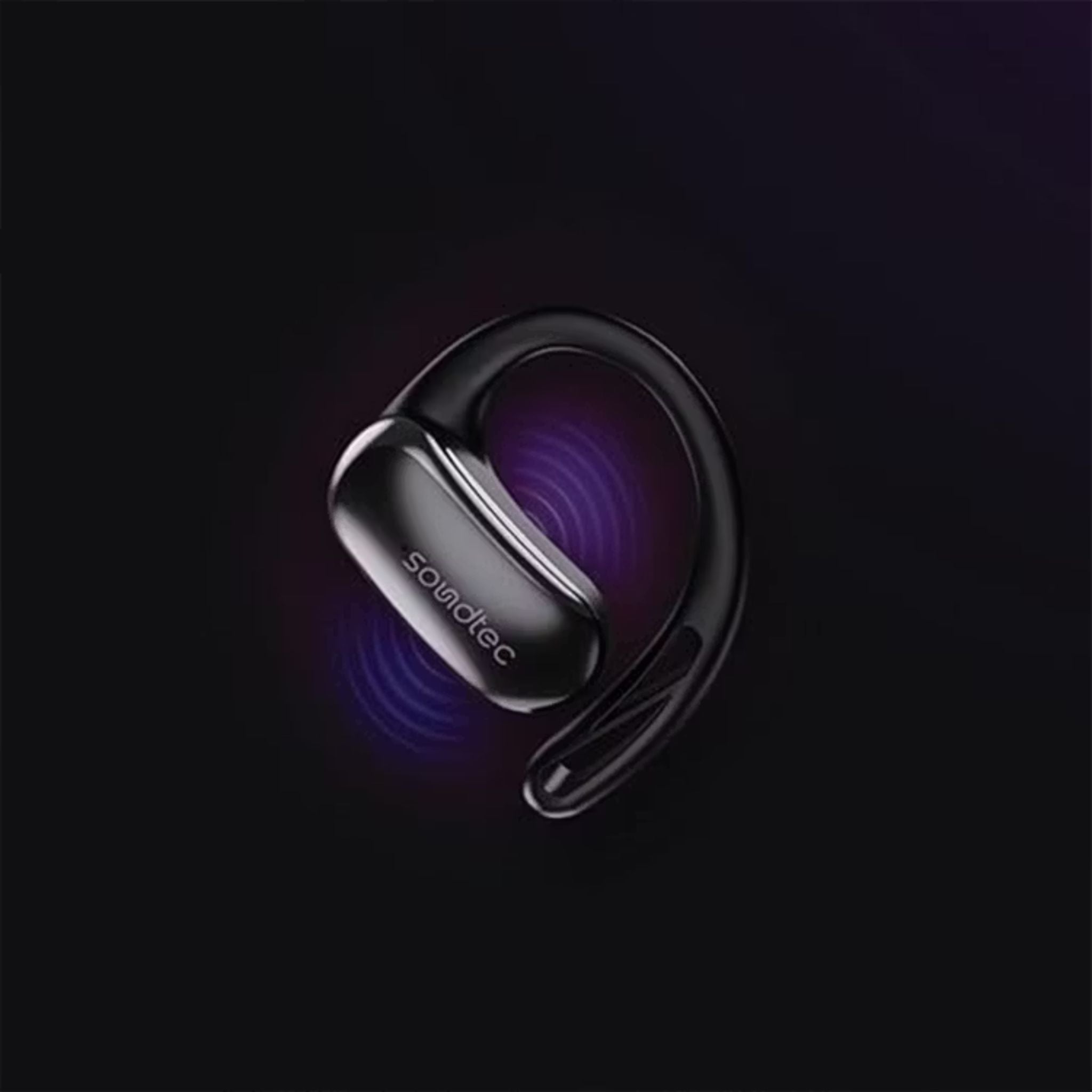 Porodo Soundtec Air Beat Open-Ear Wireless Earbuds with Smart Touch Control, Noise Reduction Technology, 300mAh Charging Case & 40mAh Earbuds Battery, Up to 5 Hours Play Time, Sweat & Water Resistant - Black