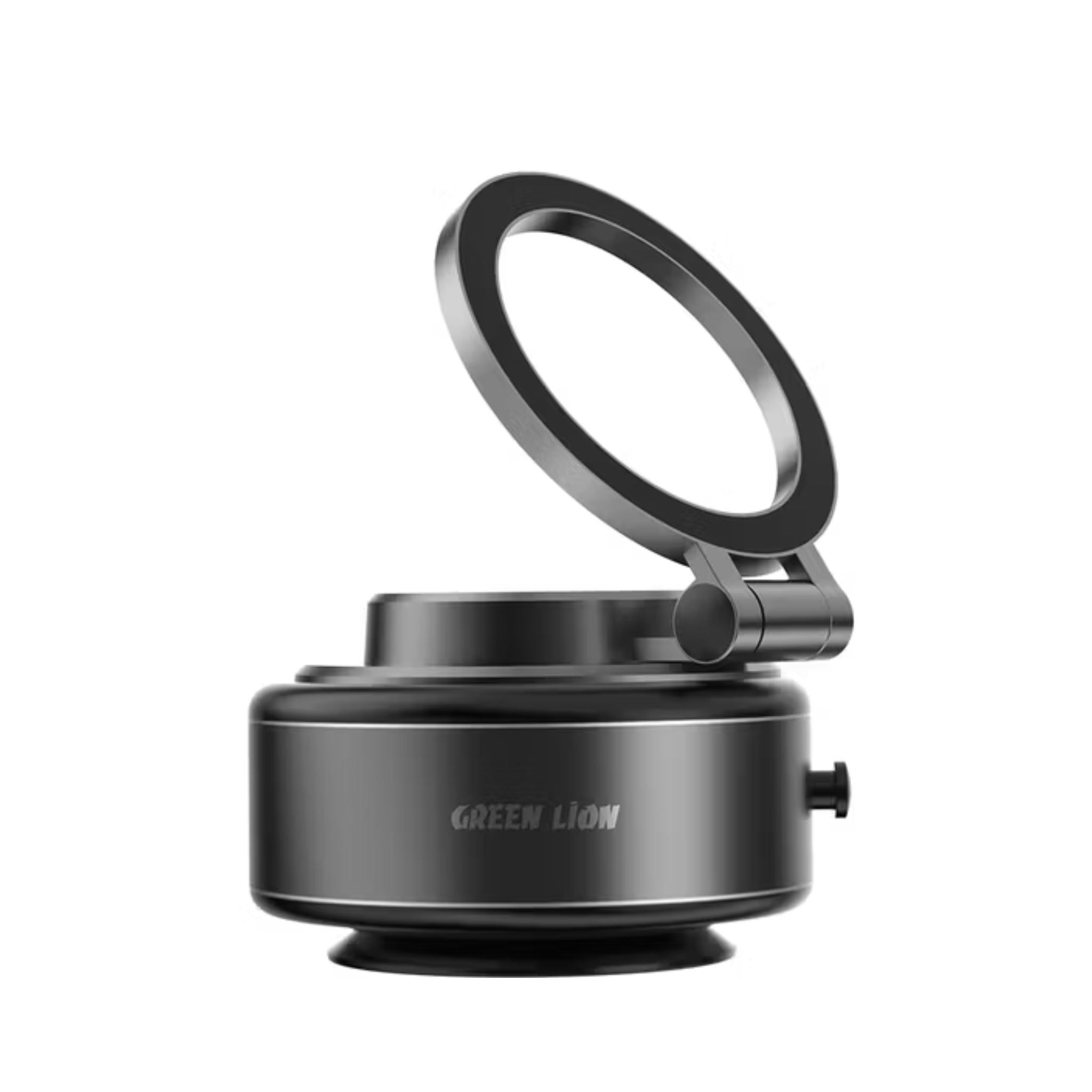 Green Lion GX-29 Auto Suction Phone Holder with 360° Rotation, Strong Suction Cup, 1.5kg Adsorption, One-Hand Operation, MagSafe Compatible, Type-C Charging, 14 Days Working Time - Matte Black