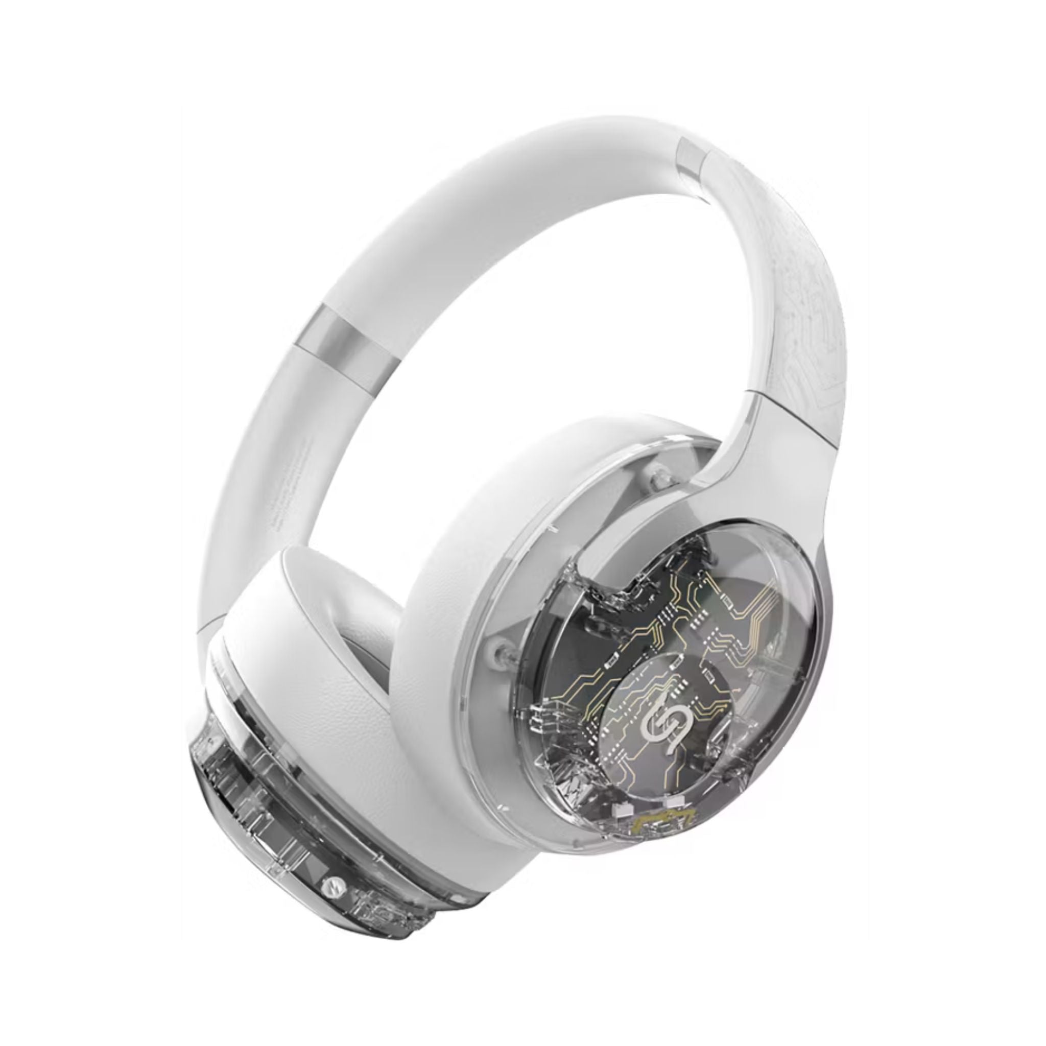 Porodo Soho Active Noise-Cancellation Headphones with RGB Dynamic Lights, 600mAh Battery, Up to 40H Playtime, Wired & Wireless Connectivity, 40mm Speakers, Bluetooth 5.4, Immersive Full Bass Audio, Compact Foldable Design – White