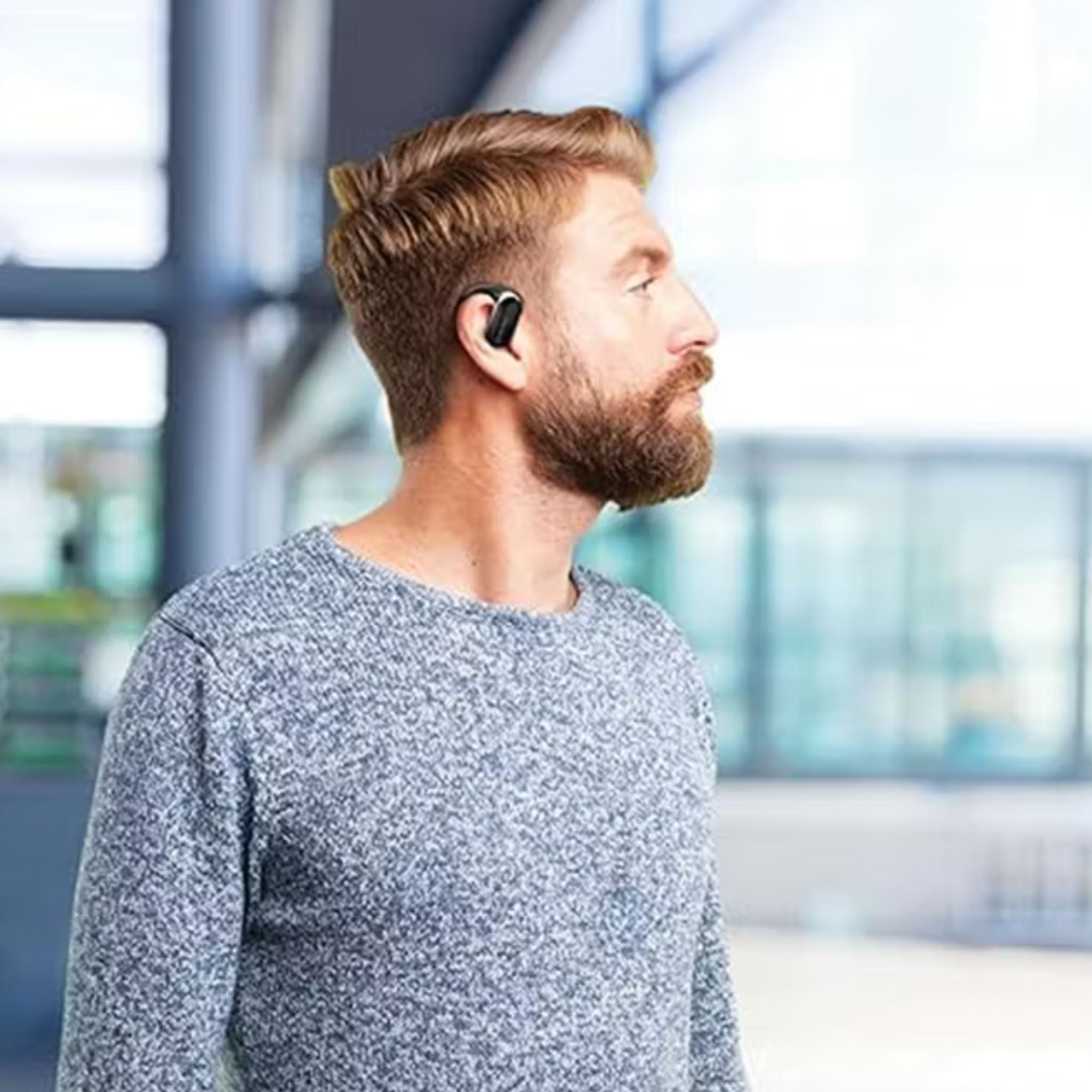 Porodo Soundtec Air Beat Open-Ear Wireless Earbuds with Smart Touch Control, Noise Reduction Technology, 300mAh Charging Case & 40mAh Earbuds Battery, Up to 5 Hours Play Time, Sweat & Water Resistant - Black