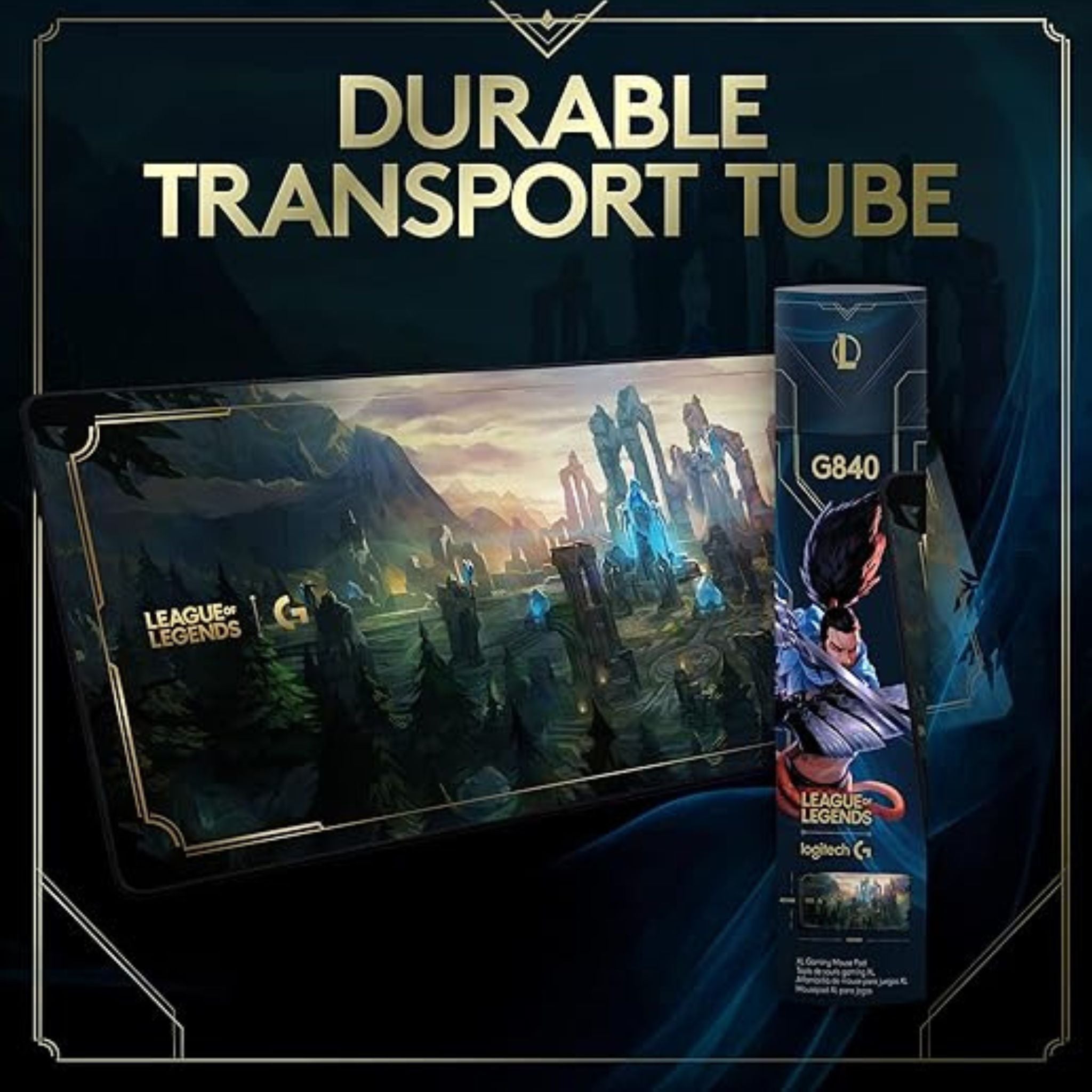 Logitech G840 XL Cloth Gaming Mouse Pad - 0.12 In Thin, Stable Rubber Base, Performance-Tuned Surface, Official League Of Legends Edition