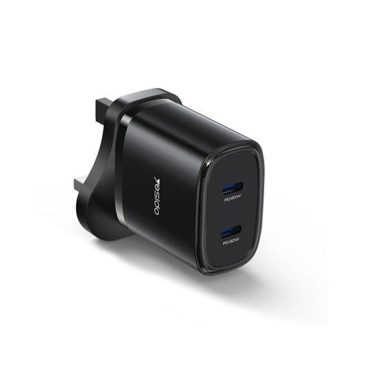YC55 Yesido Dual Interface PD 20W Fast Charging Safe And Fast UK Triangle Charger Adapter With C To C Cable