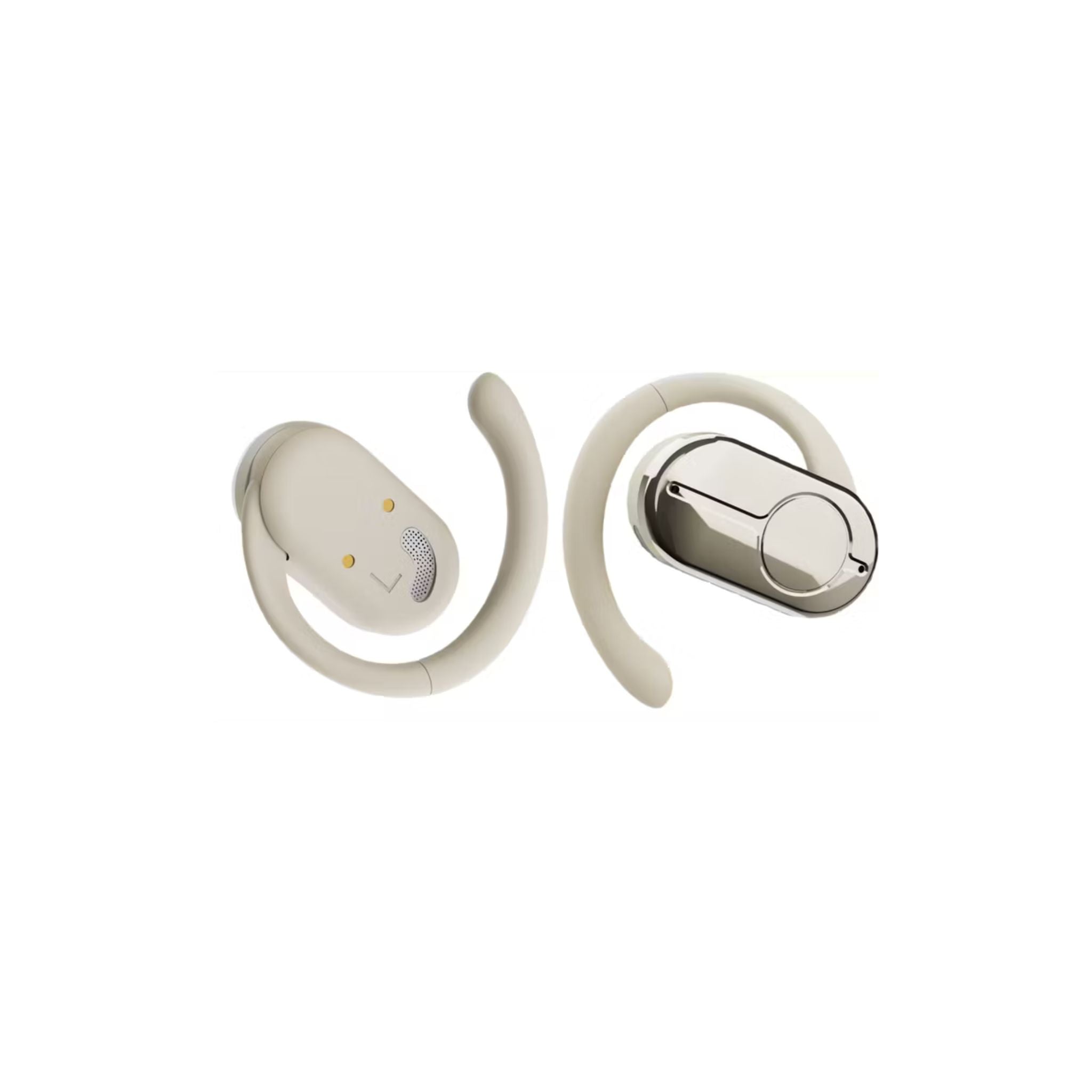 Green Lion Ocean Plus Open-Ear Earbuds with Dual-Mic ENC, Up to 6 Hours Playtime, 135° Free Rotation, 300mAh Charging Case Battery Capacity, Game Mode, Low Latency, 180 Hours Standby Time, IPX4 Waterproof - Beige