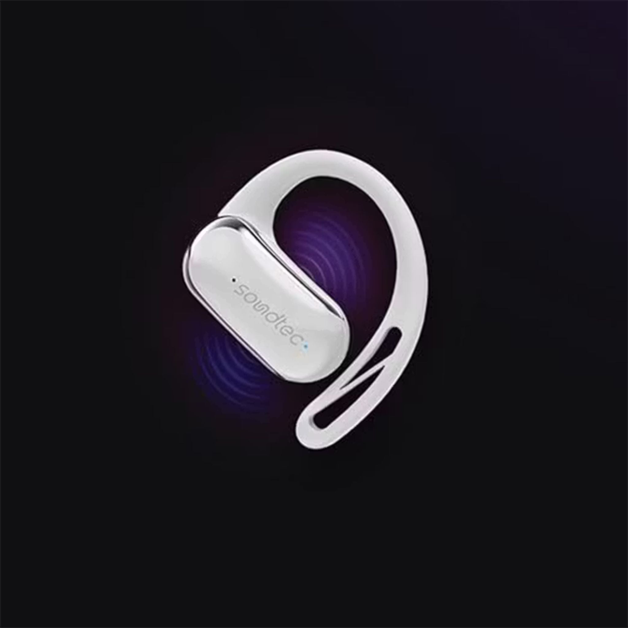 Porodo Soundtec Air Beat Open-Ear Wireless Earbuds with Smart Touch Control, Noise Reduction Technology, 300mAh Charging Case & 40mAh Earbuds Battery, Up to 5 Hours Play Time, Sweat & Water Resistant - White