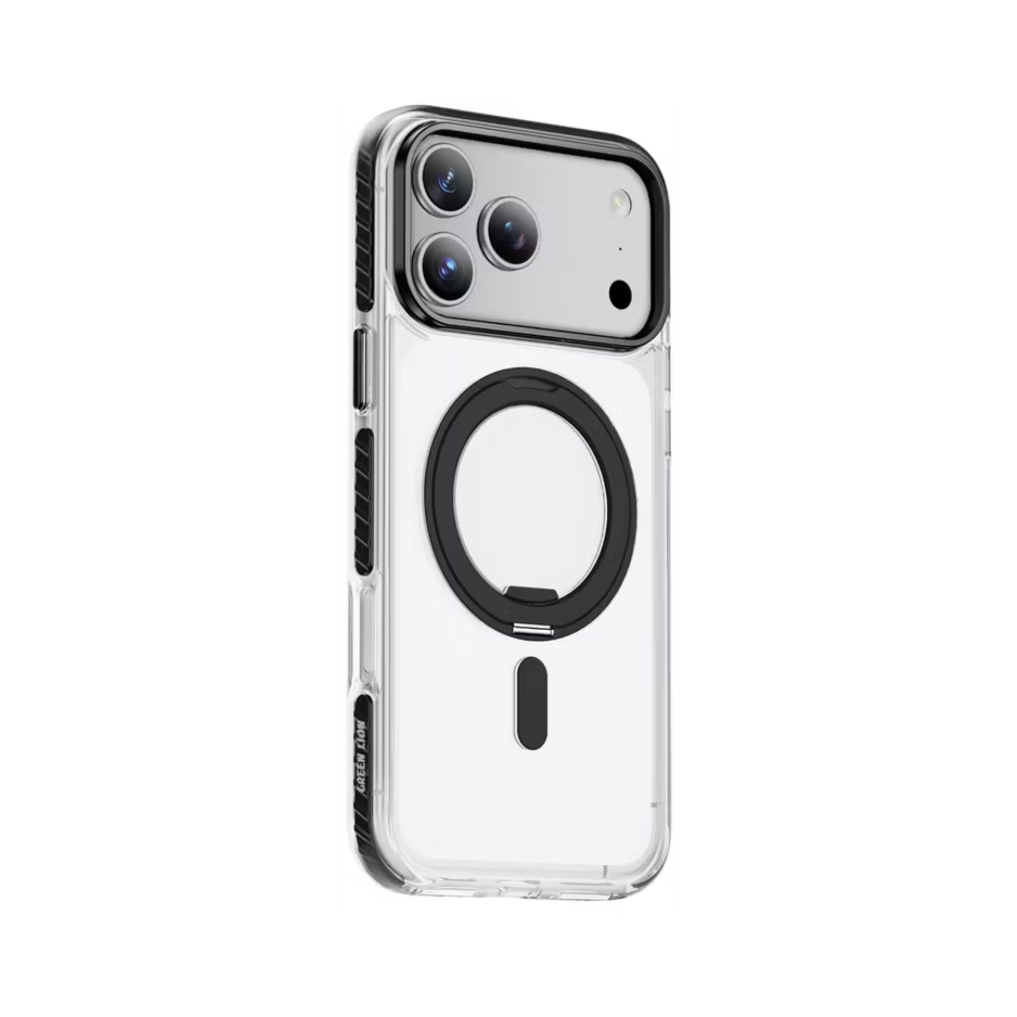 Green Lion Southend Magsafe Case for iPhone 17 Pro, Camera Protection, Hybrid Materials, Built-in Kickstand Ring with 360° Rotation, Military-Grade Protection - Black