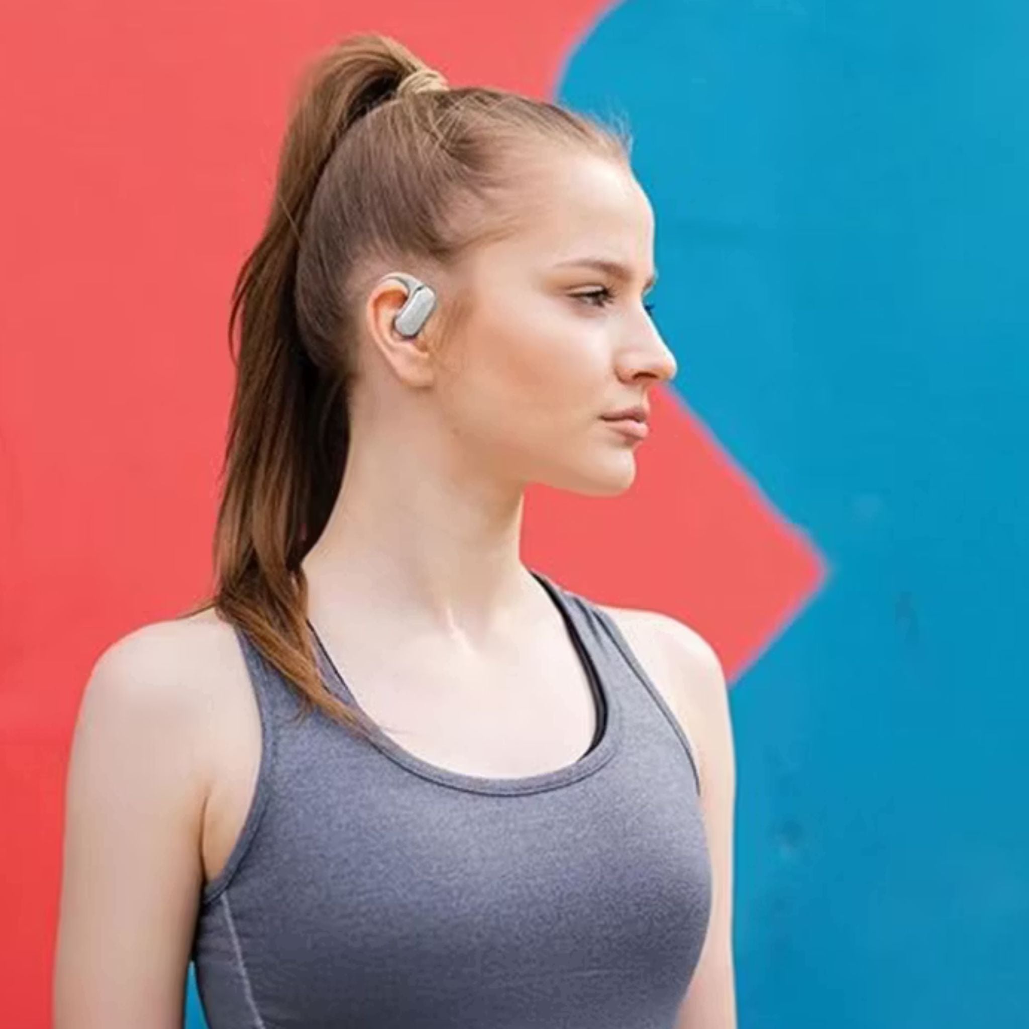 Porodo Soundtec Air Beat Open-Ear Wireless Earbuds with Smart Touch Control, Noise Reduction Technology, 300mAh Charging Case & 40mAh Earbuds Battery, Up to 5 Hours Play Time, Sweat & Water Resistant - White