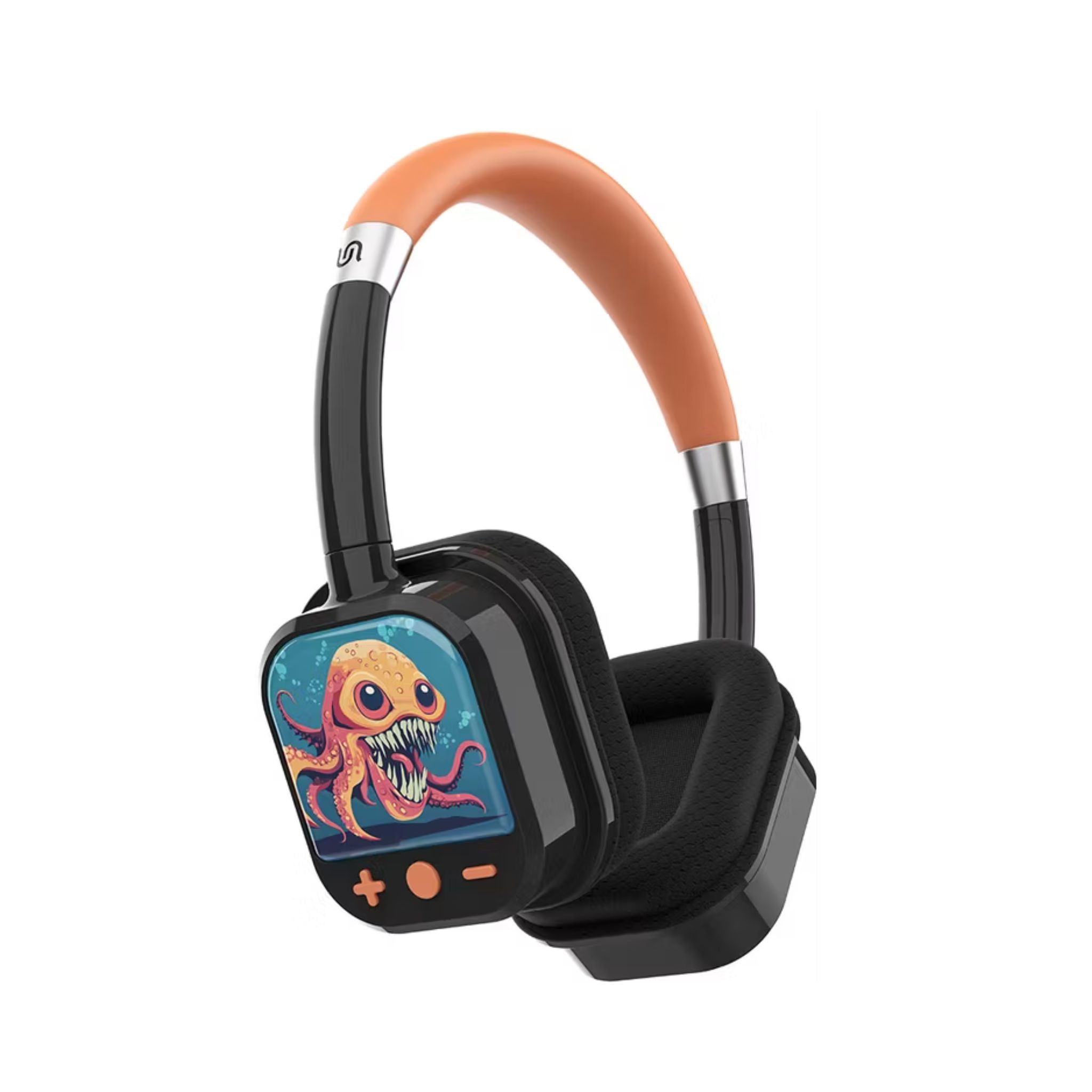 Porodo Soundtec Yotowave Kids Wireless Headphones with Soft Breathable Cushions, 200mAh Battery, Up to 25H Playtime, 40mm Speakers, Bluetooth 5.4, Safe Volume Limit, Skin-Friendly Material, Ideal for Kids Aged 6+ – Orange/Black