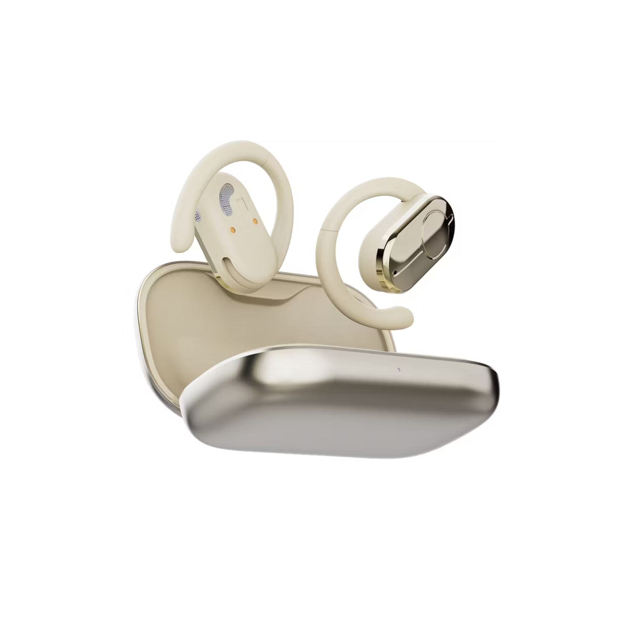 Green Lion Ocean Plus Open-Ear Earbuds with Dual-Mic ENC, Up to 6 Hours Playtime, 135° Free Rotation, 300mAh Charging Case Battery Capacity, Game Mode, Low Latency, 180 Hours Standby Time, IPX4 Waterproof - Beige