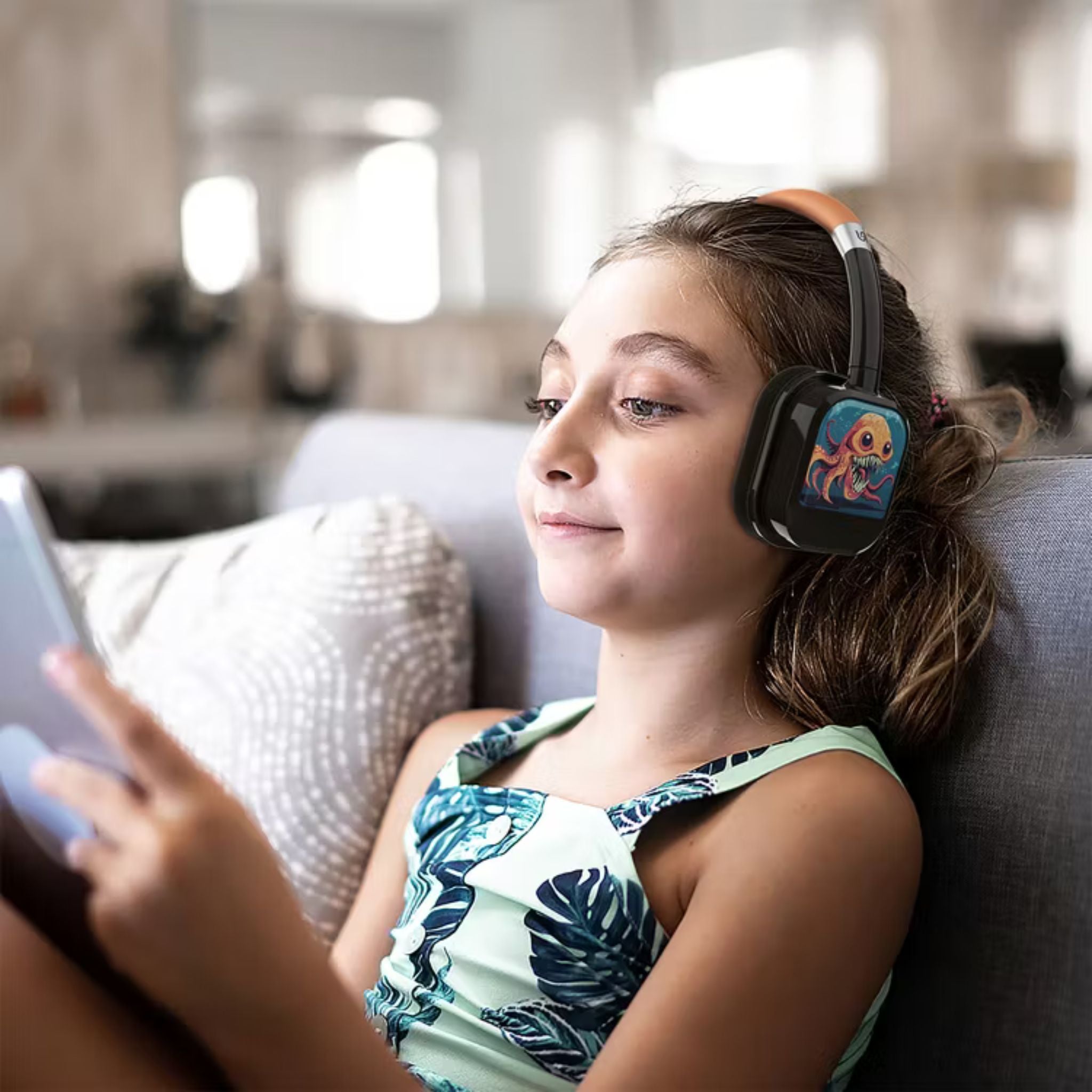 Porodo Soundtec Yotowave Kids Wireless Headphones with Soft Breathable Cushions, 200mAh Battery, Up to 25H Playtime, 40mm Speakers, Bluetooth 5.4, Safe Volume Limit, Skin-Friendly Material, Ideal for Kids Aged 6+ – Orange/Black