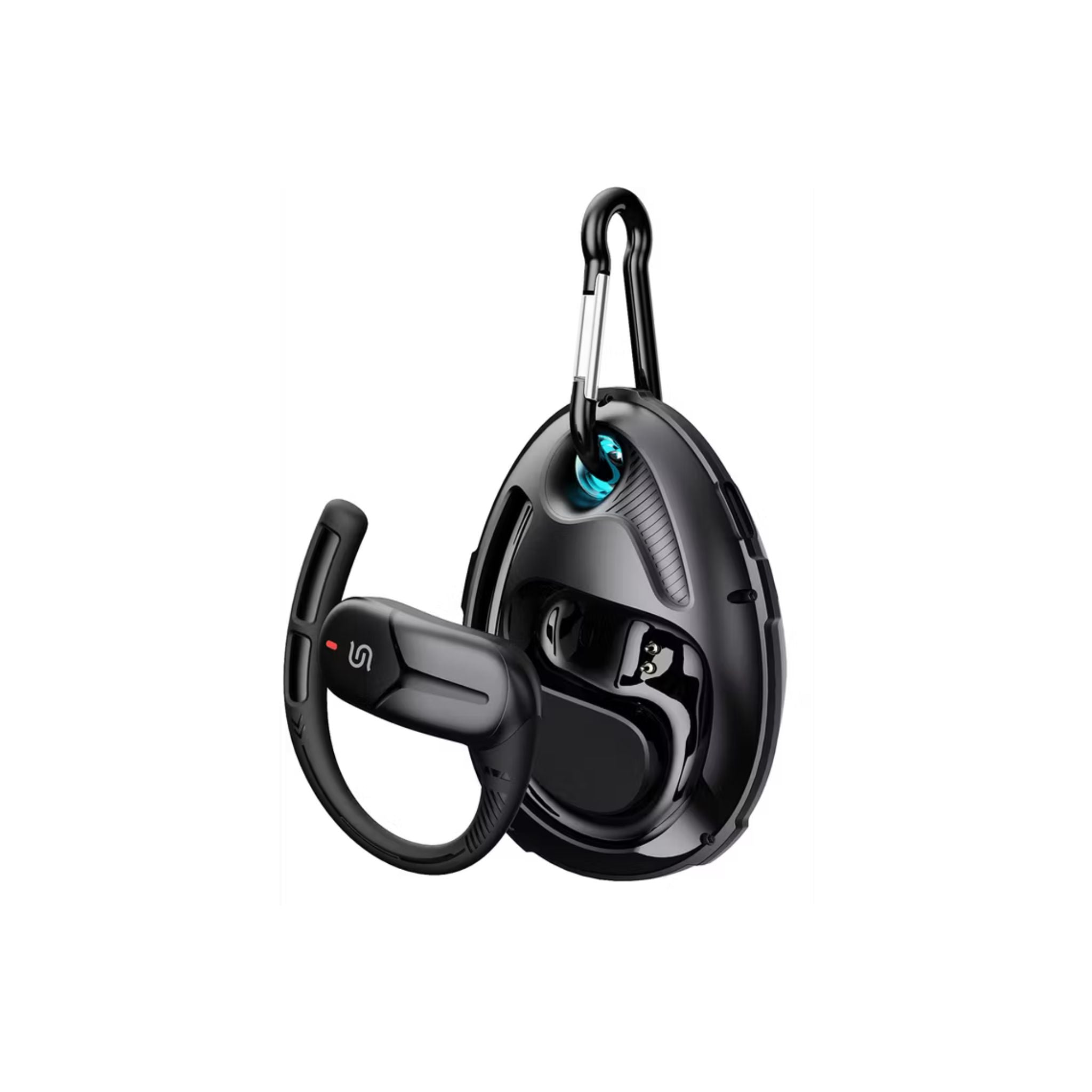 Porodo Octopus Open-Ear Wireless Earbuds with Touch Control, 300mAh Charging Case & 35mAh Earbuds Battery, 5 Hours Play Time, Sweat & Water Resistant, Gaming & Music Mode, Voice Assistant, Ultra Low Latency - Black