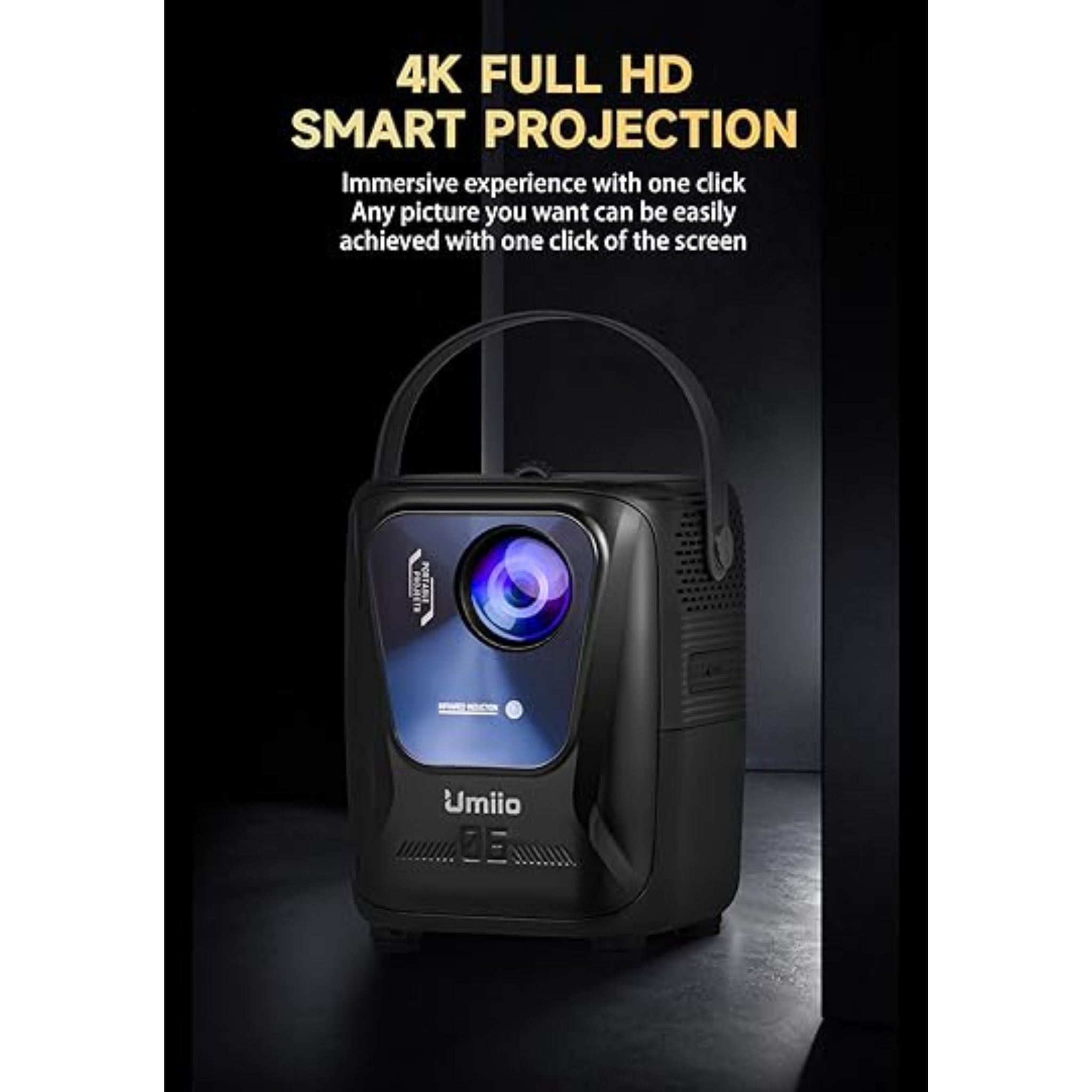 Umiio Q4 Pro Projector 4K LED Light Source, 5G WiFi Bluetooth, Portable Intelligent Game Projector with Dual Wireless Game Controller, Smart Projector Compatible with Android, HDMI/USB/SD iOS,PC, 50"-150" Screen Projection