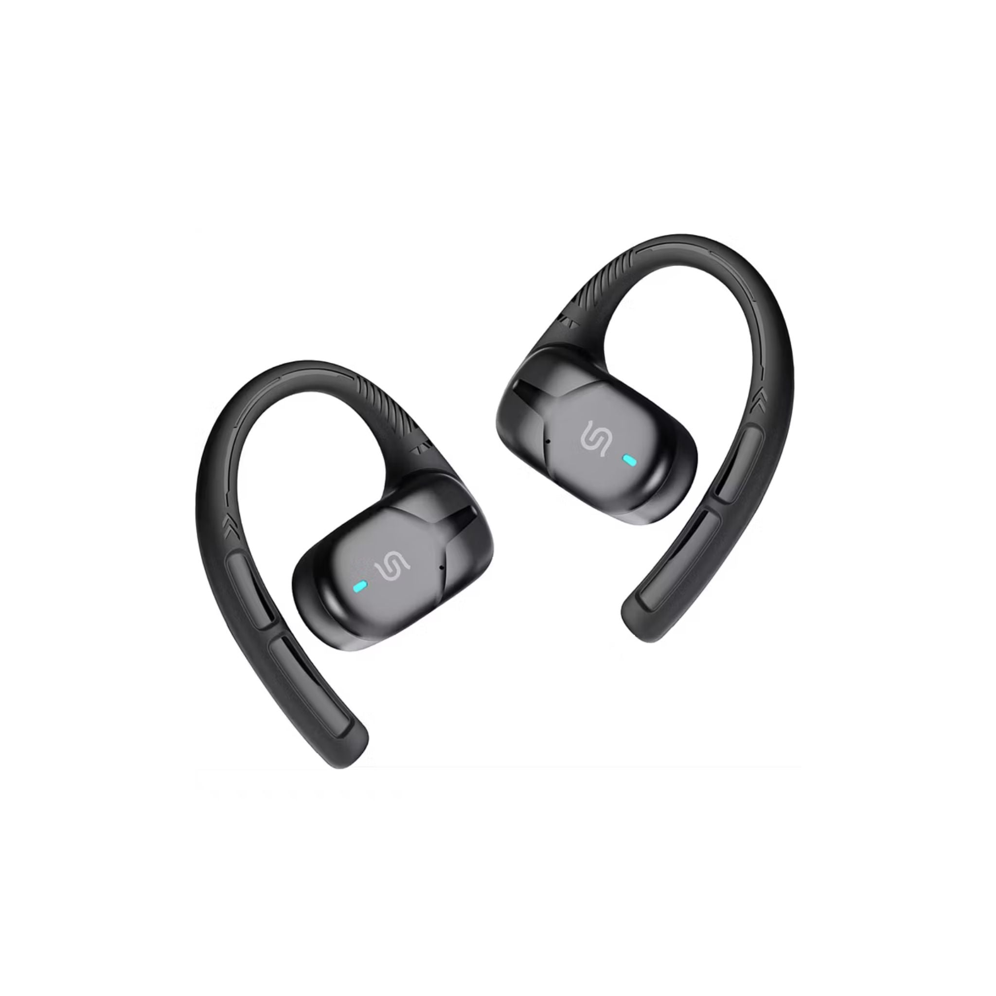 Porodo Octopus Open-Ear Wireless Earbuds with Touch Control, 300mAh Charging Case & 35mAh Earbuds Battery, 5 Hours Play Time, Sweat & Water Resistant, Gaming & Music Mode, Voice Assistant, Ultra Low Latency - Black