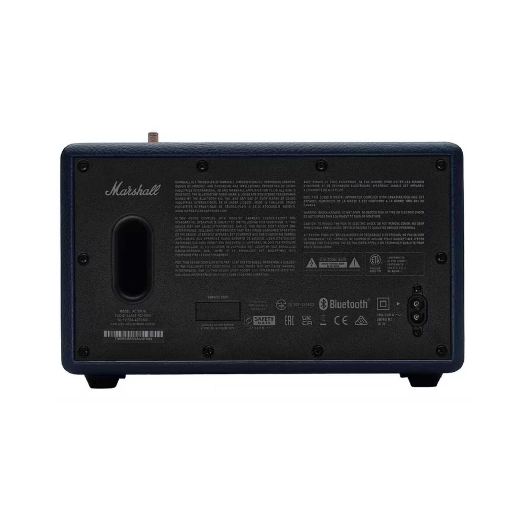 Marshall Acton III Wireless Bluetooth Stereo Speaker with Bluetooth Version 5.2, 2 Hours Charging Time, 32 Hours Play Time, Fast Charging, Water Resistant, USB-C Charging Port - Blue