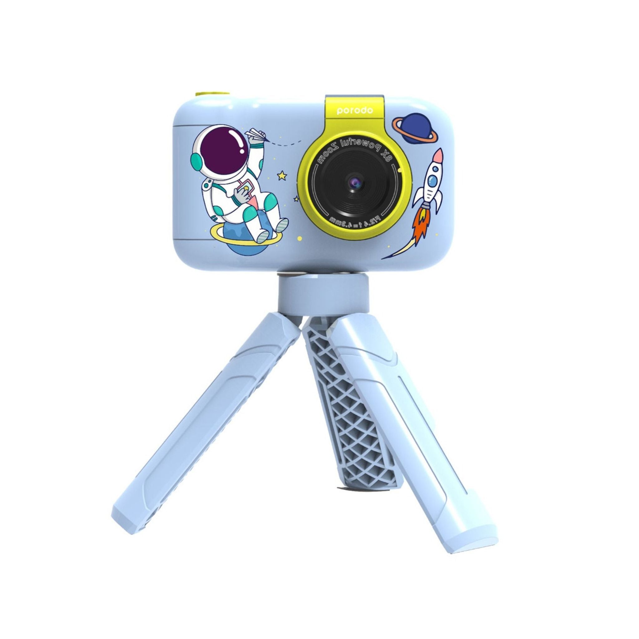 Porodo Lifestyle Kids Flip Digital Camera with Tripod Stand, Type-C Charging Port, 2.4" Wide Screen, 1000mAh Battery Capacity - Blue