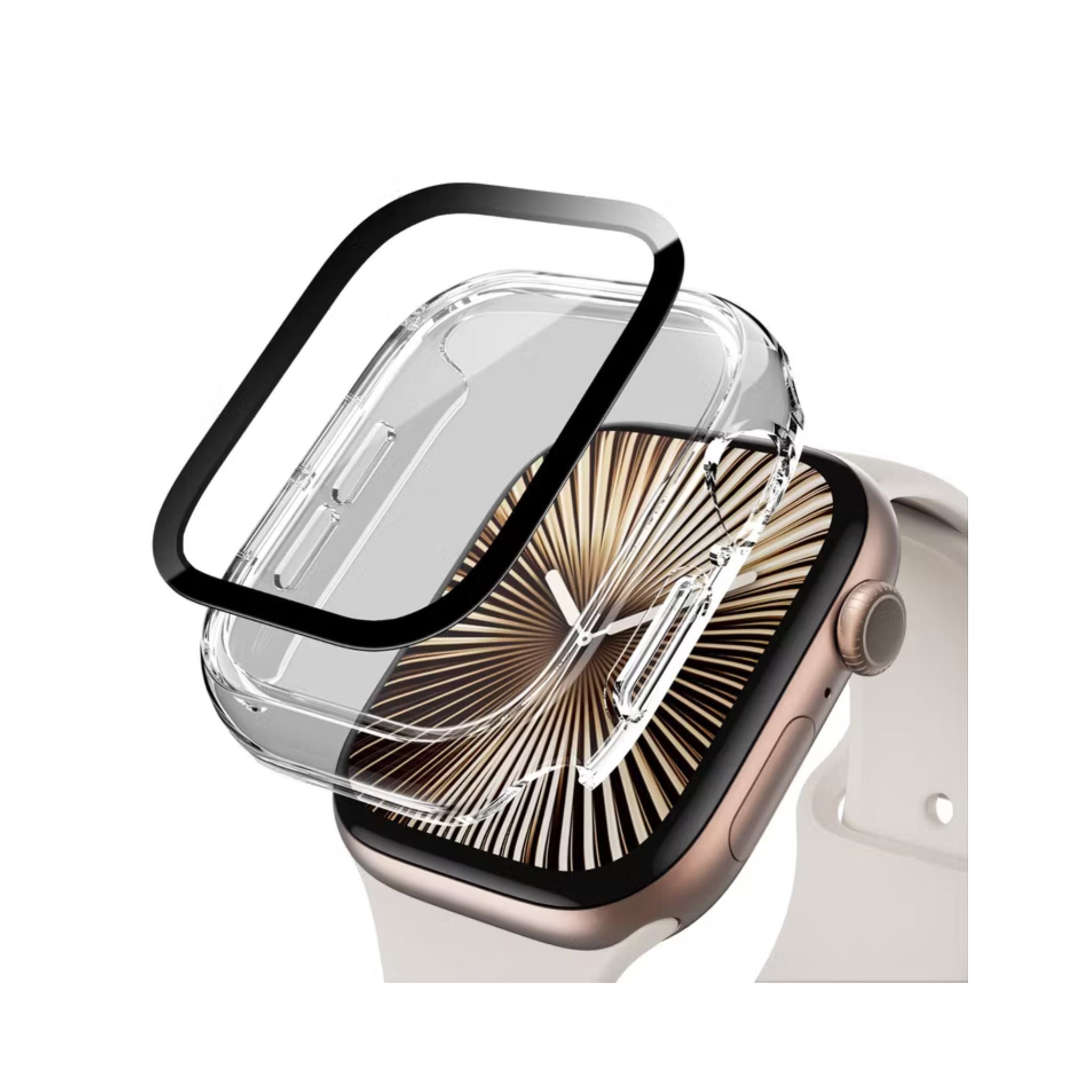 Green Lion Guard Plus PC Case for Apple Watch 46mm, Scratch Resistance, Anti-Fingerprint, Shock Proof, Easy Installation, Ultra Lightweight, Touch Sensitivity - Clear