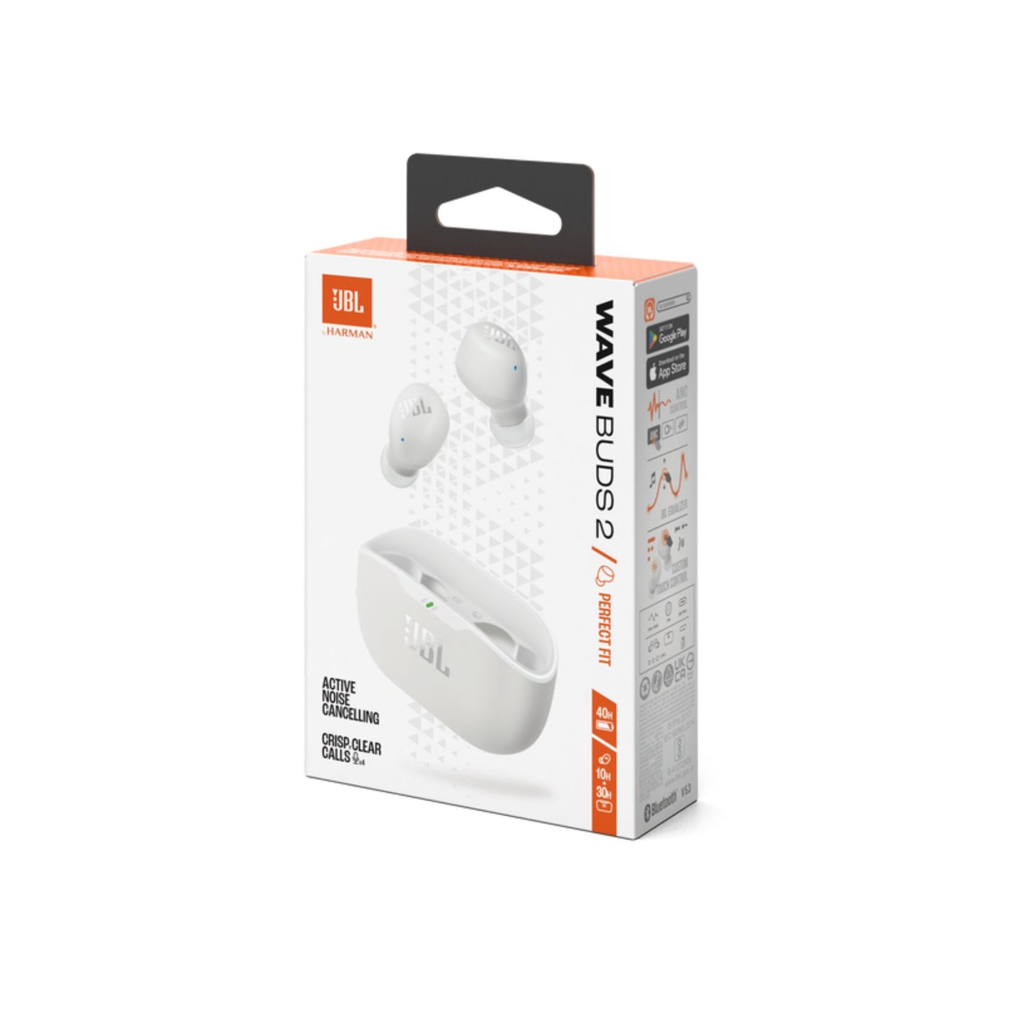 JBL Wave Buds 2 True Wireless Noise Cancellling Earbuds, Pure Bass Sound, Bluetooth 5.3, LE Audio, Smart Ambient, 4-Mic Technology, 40H Battery, Water and Dust Resistant- White