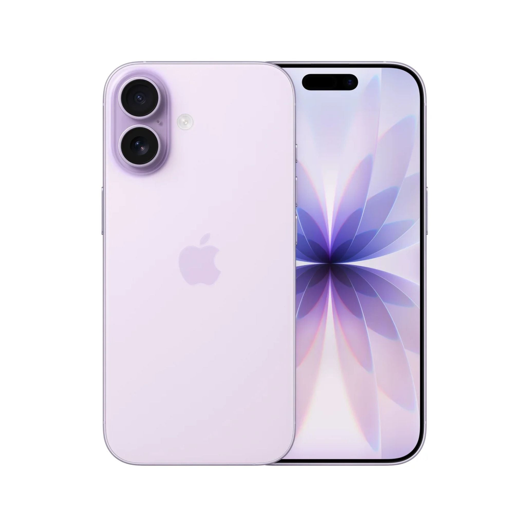 Purple smartphone with Apple logo on a white background
