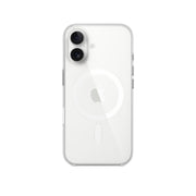 An Apple iPhone 16 clear case with Magsafe technology, showcasing the back and sides of the phone.