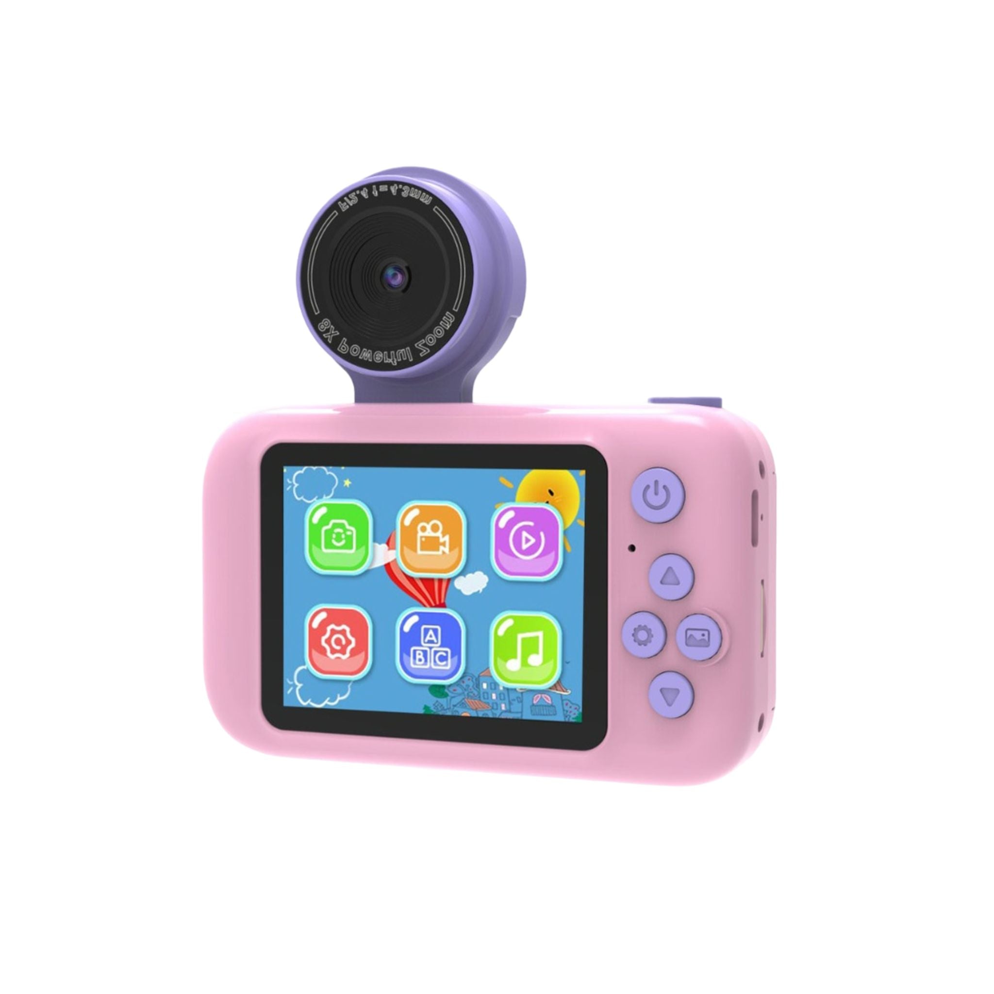 Porodo Lifestyle Kids Flip Digital Camera with Tripod Stand, Type-C Charging Port, 2.4" Wide Screen, 1000mAh Battery Capacity - Pink
