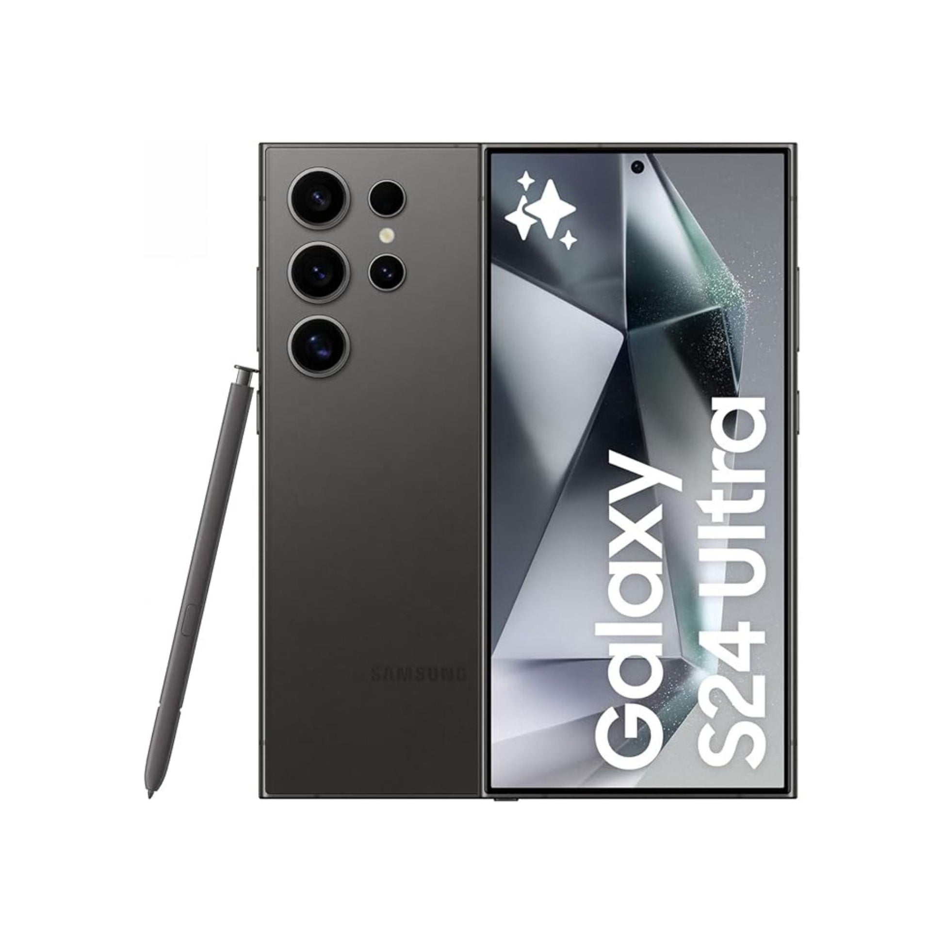 Samsung Galaxy S24 Ultra smartphone with stylus on a white background