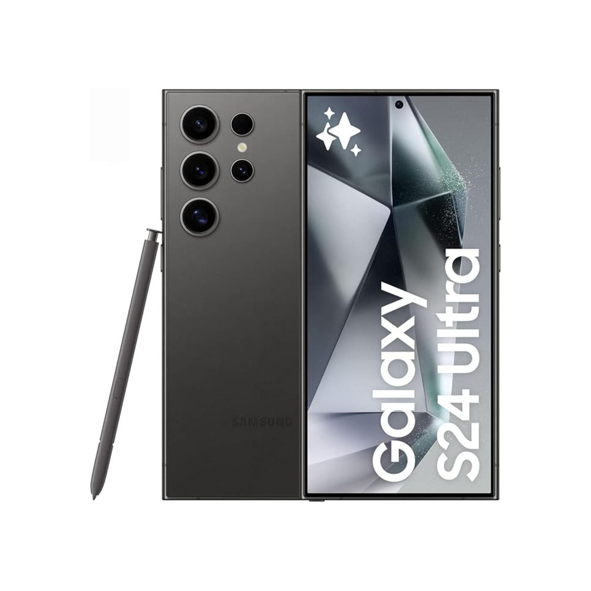 Samsung Galaxy S24 Ultra smartphone with stylus on a white background