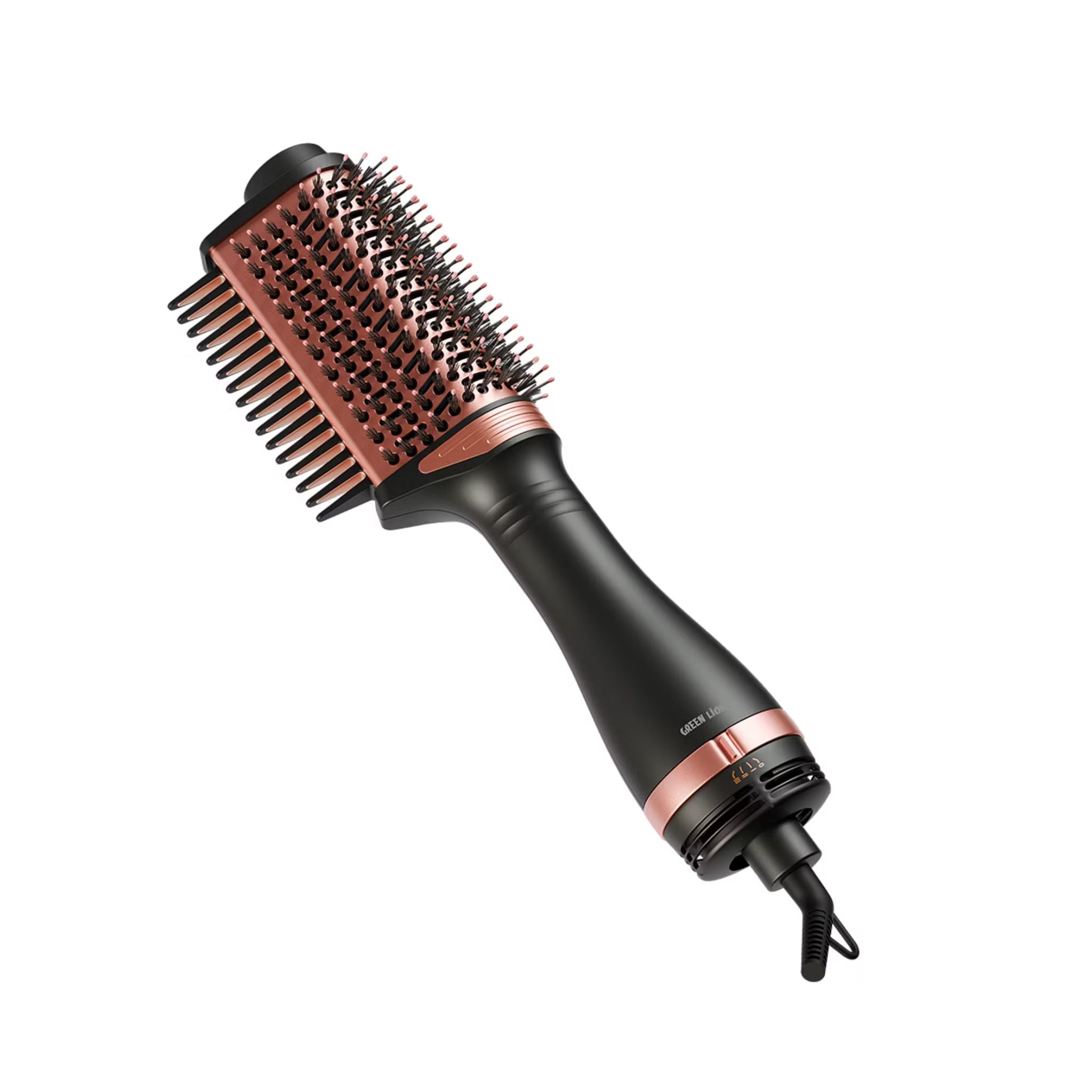 Green Lion Viora Hair Styler with PTC Heating Element, 1200W Power, Round Brush Bristles, 360° Swivel Cord, 3 Levels Heat Settings, ABS Material - Black