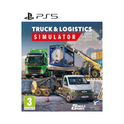Game cover for 'Truck & Logistics Simulator' on PS5 with trucks and construction equipment.