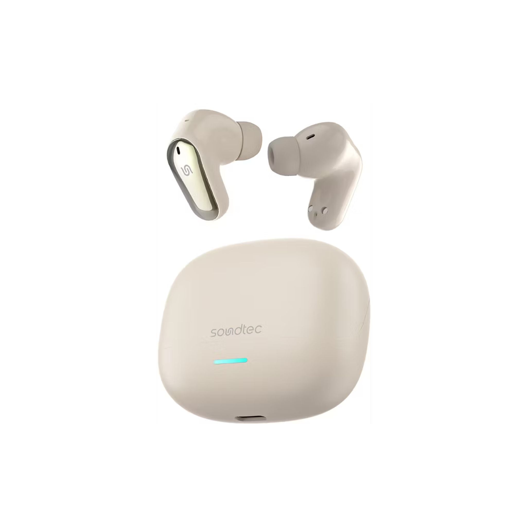 Porodo Gravis True Wireless Earbuds with Touch Control, Up to 5 Hours Play Time, 300mAh Charging Case & 38mAh Earbuds Battery, Sweat & Water Resistant, Voice Assistant, Stereo Sound - Cream