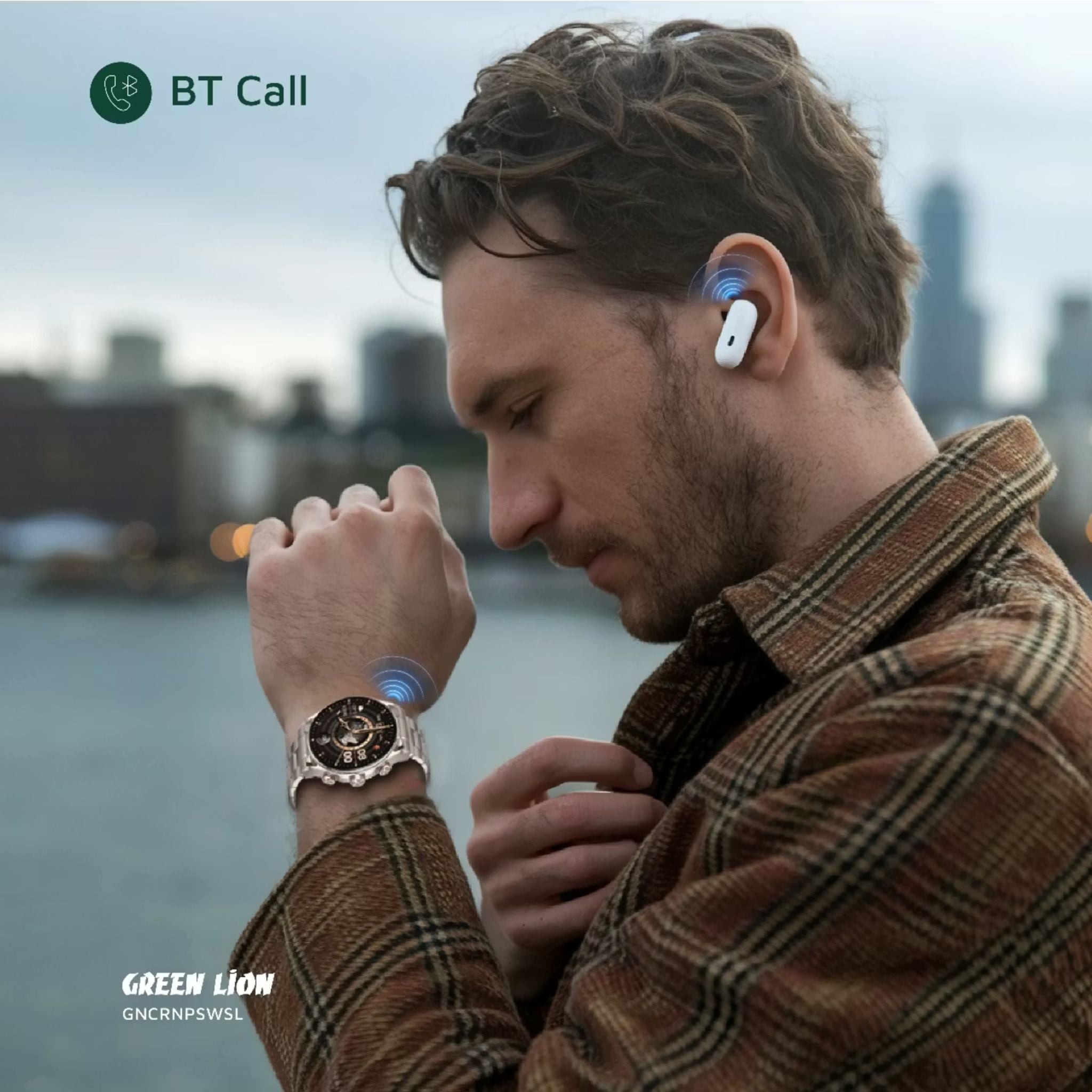 Green Lion Chrono Pro Smart Watch with 1.6" AMOLED Display, 360mAh Battery, Up to 7 Days Working Time, 1000nits Brightness, Activity Tracking, Health Monitoring, Stop Watch & Alarm Clock - Silver