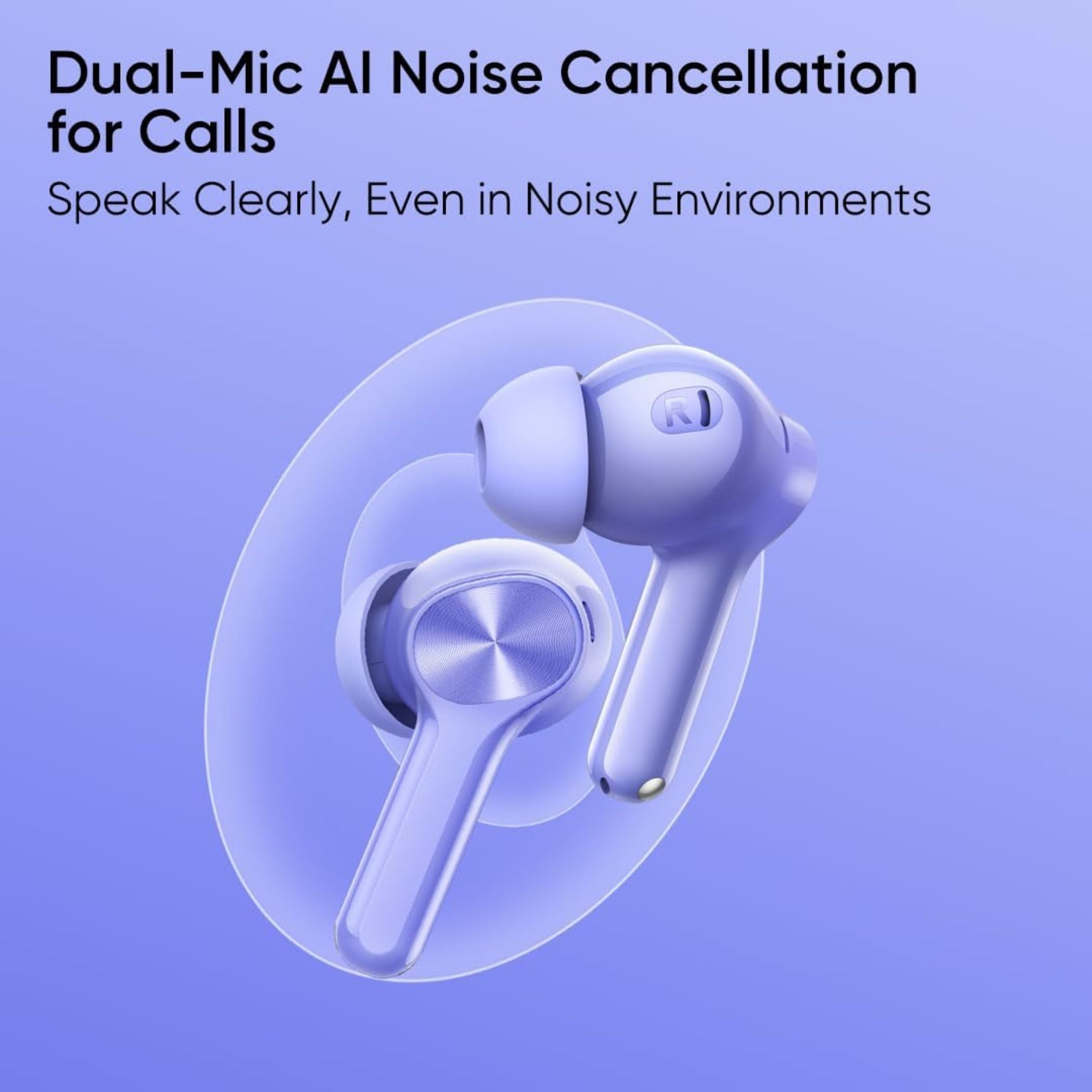 Realme Buds T200 Lite Bluetooth Earbuds, 48H Playback, AI ENC Noise Cancellation, Fast Charging, Gaming Mode, Google Fast Pair, IPX4 Water Resistant, with Mic – Aurora Purple