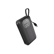 Porodo 20000mAh Power Bank with Retractable & Detachable Type-C Cables, 45W Power Delivery, 22.5W QC Output, LED Power Info Display, Multi-Device Charging - Black