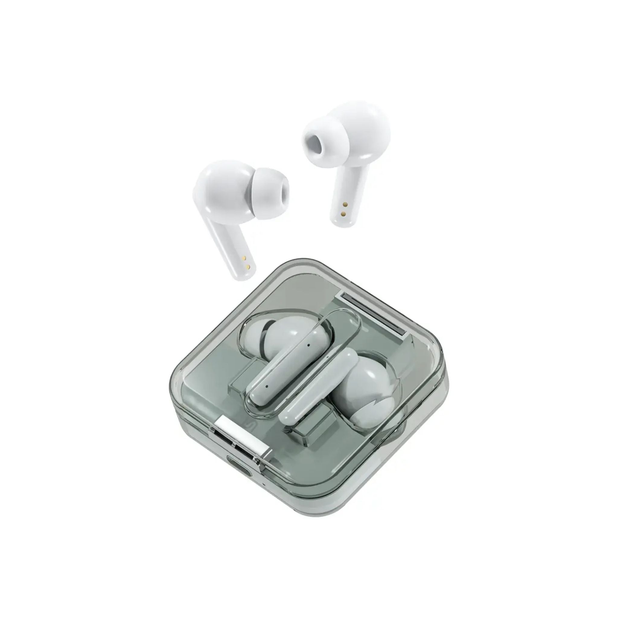Porodo Soundtec Vibe Wireless Earbuds with Omnidirectional Microphone, Up to 9 Hours Playtime, Type-C Charging Port, Bluetooth Version 5.3, 10m Transmission Range, Immersive Audio, Voice Assistant, Stereo Sound - White