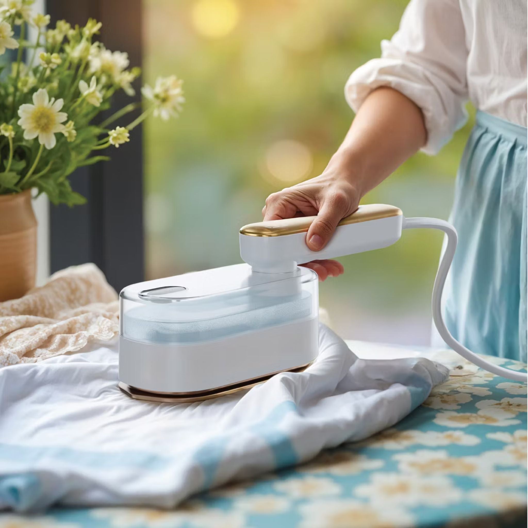 Green Lion GX288 Mini Iron with Steam Function, 170mL Tank Capacity, 10 Minutes Steam Duration, 120°C Temperature, Digital Display - White